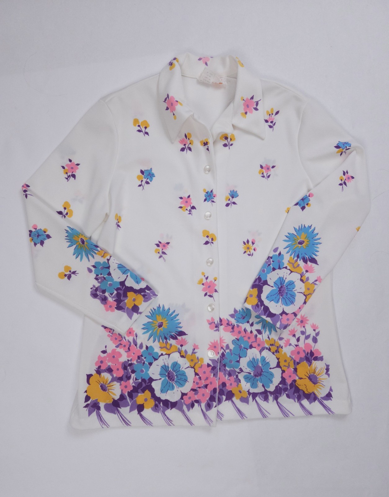Smartique Vintage 1960s Double Knit Polyester Point Collar Top Mod Medium