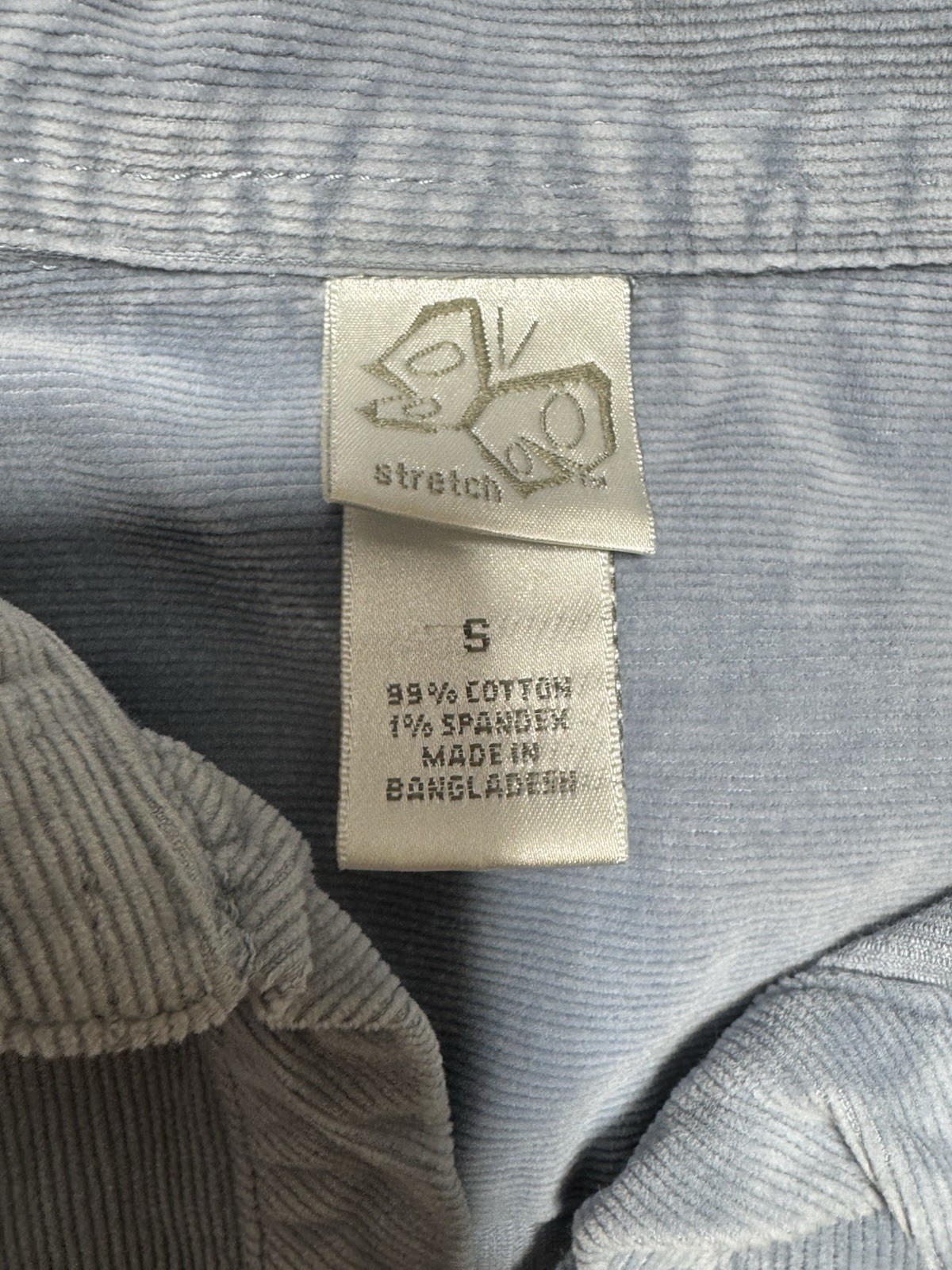 Womens Small Light Blue Stretch Corduroy Snap Front Shirt Jacket Fitted Western
