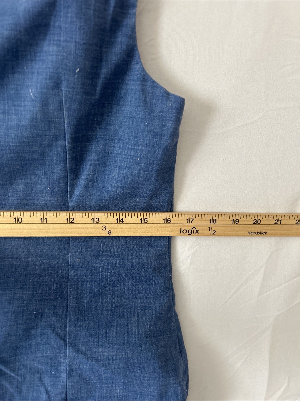 Vintage 1960 St. Roque Chambray Button Up Drop Waist Mini Shift Dress Size-S