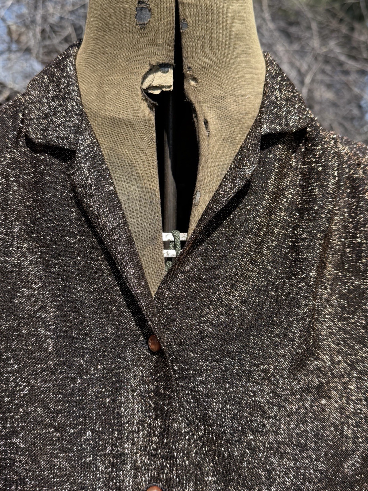 Vtg Blouse Copper Metallic Disco M