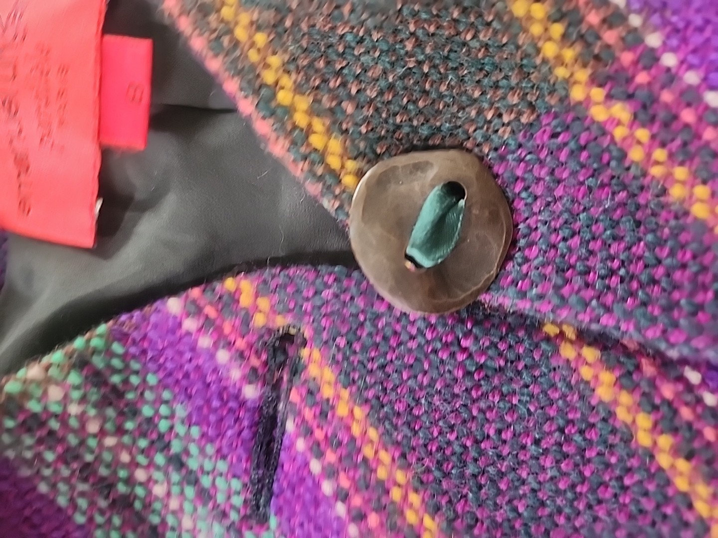 VTG Emanuel Ungaro Parallele Paris Italy Wool Tweed Jacket Sz Med/8 Purple Green