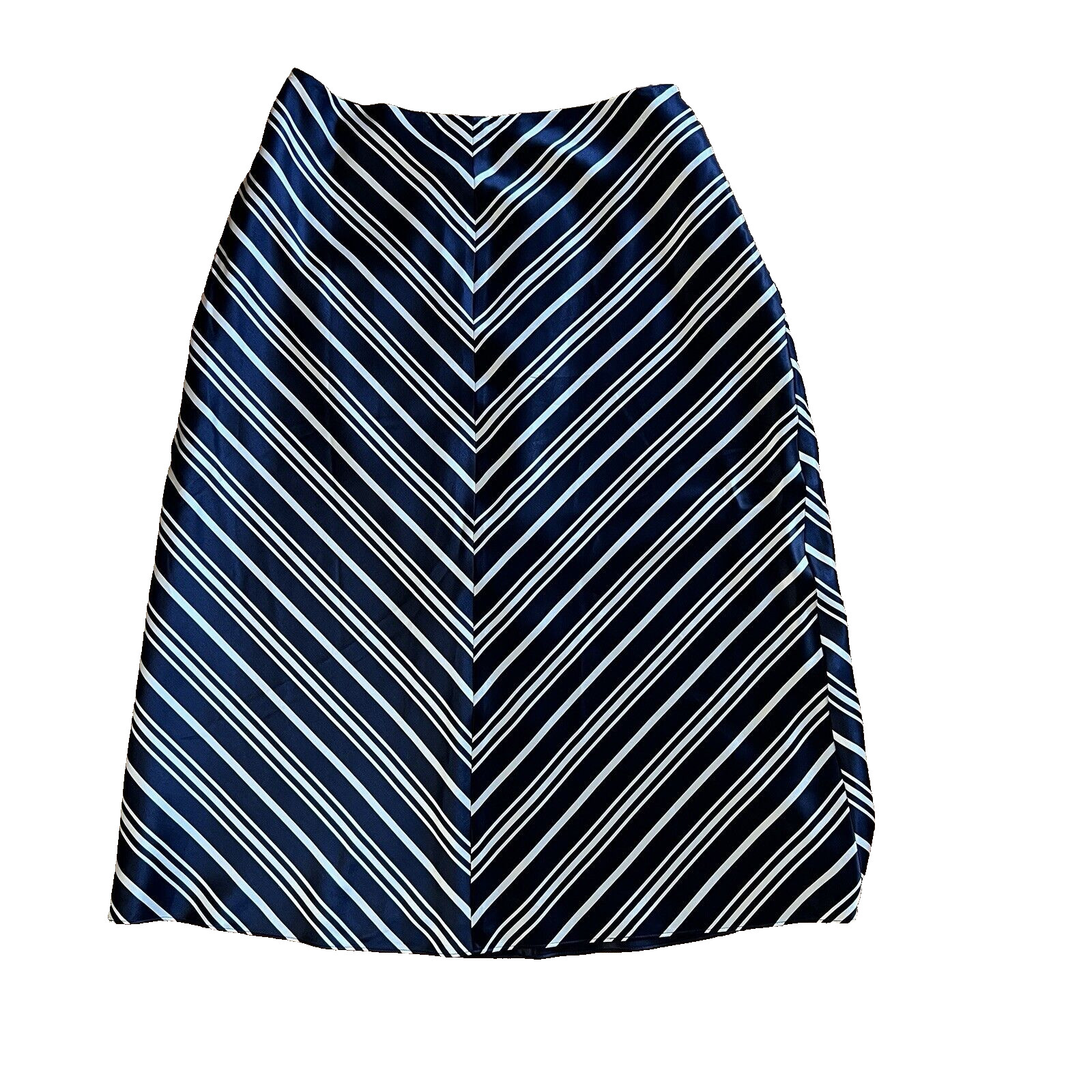 Pendleton Silk Chevron Stripe Pencil Skirt Size 10 Navy White Workwear