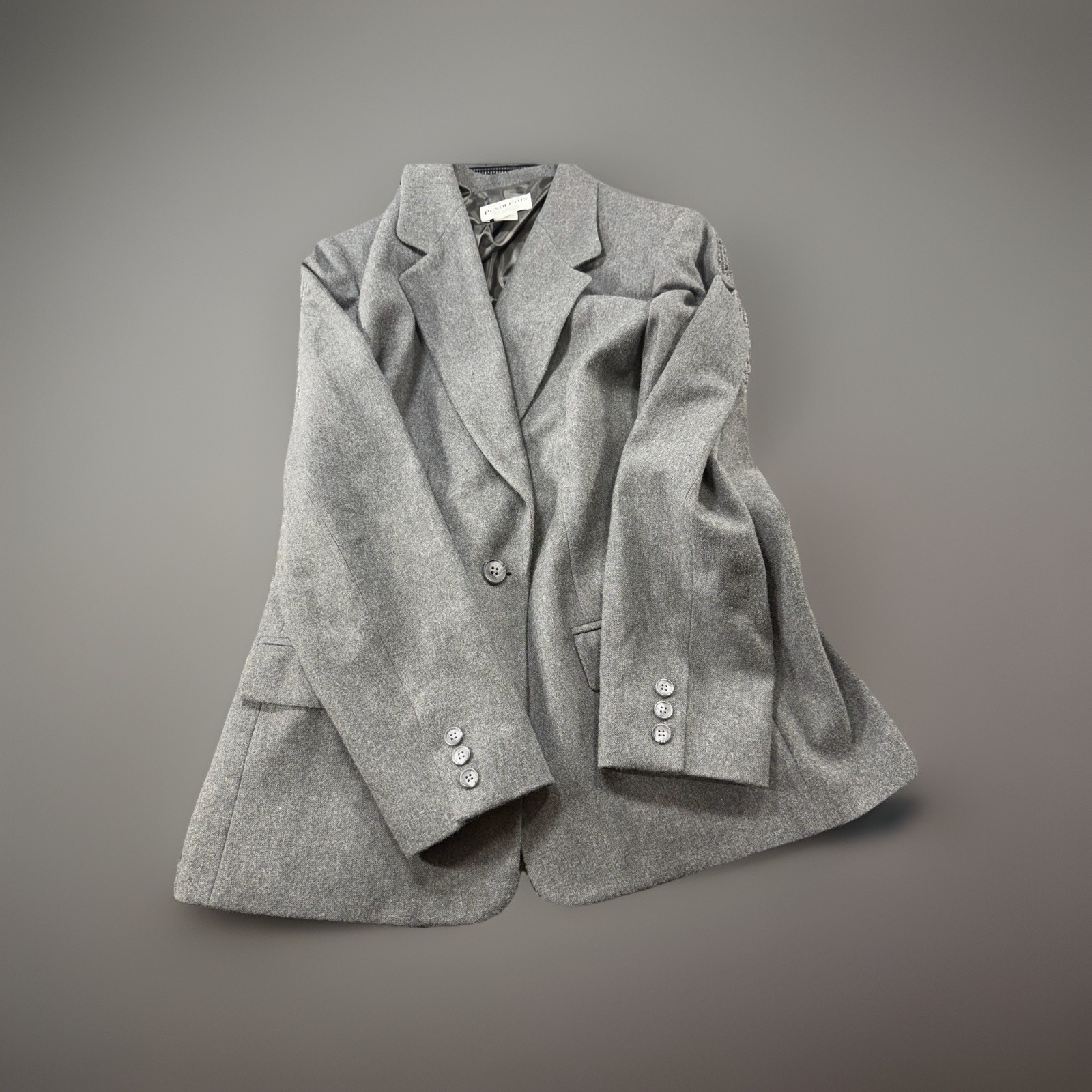 Vtg Pendleton 100% Wool 2-Pc Women&rsquo;s Dark Gray Suit Blazer S 12, Pants S 12