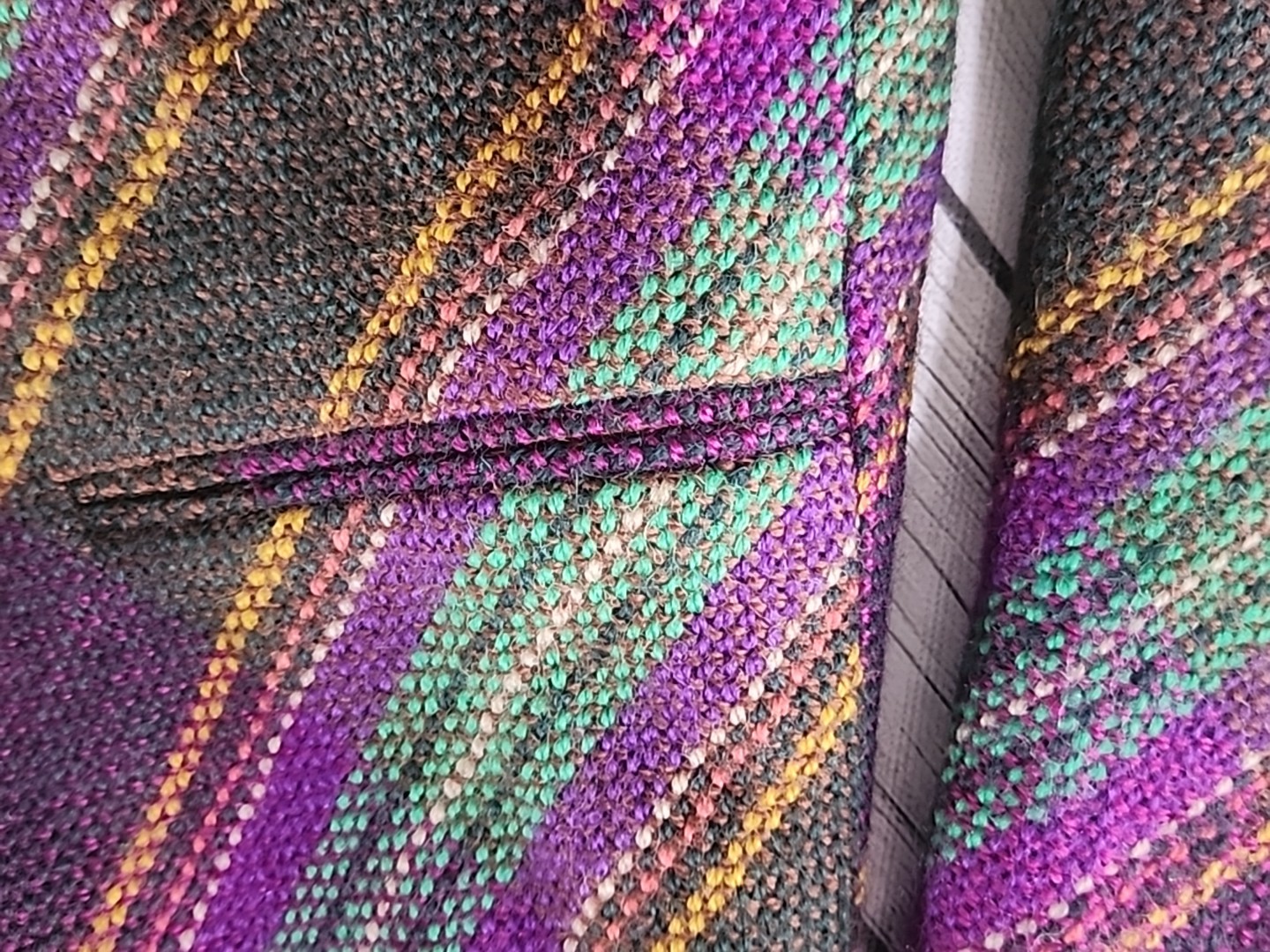 VTG Emanuel Ungaro Parallele Paris Italy Wool Tweed Jacket Sz Med/8 Purple Green