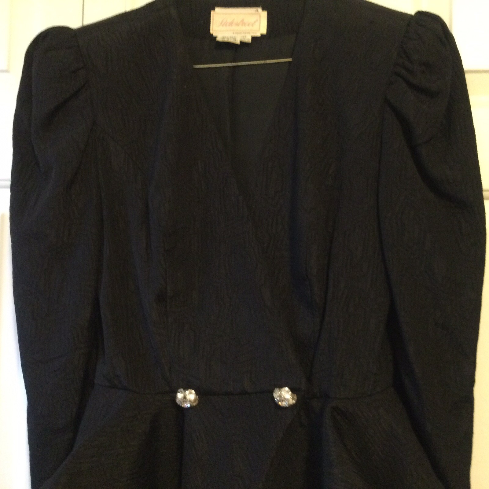Vintage 80s Sidestreet Blazer Jacket Dynasty look 100% Silk Sz 10 Shoulder Pads