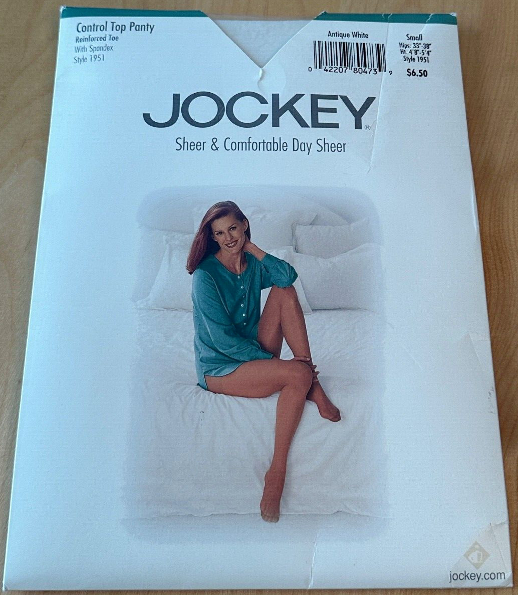 NEW JOCKEY CONTROL TOP PANTY REINFORCED TOE ANTIQUE WHITE SZ SMALL STYLE 1951
