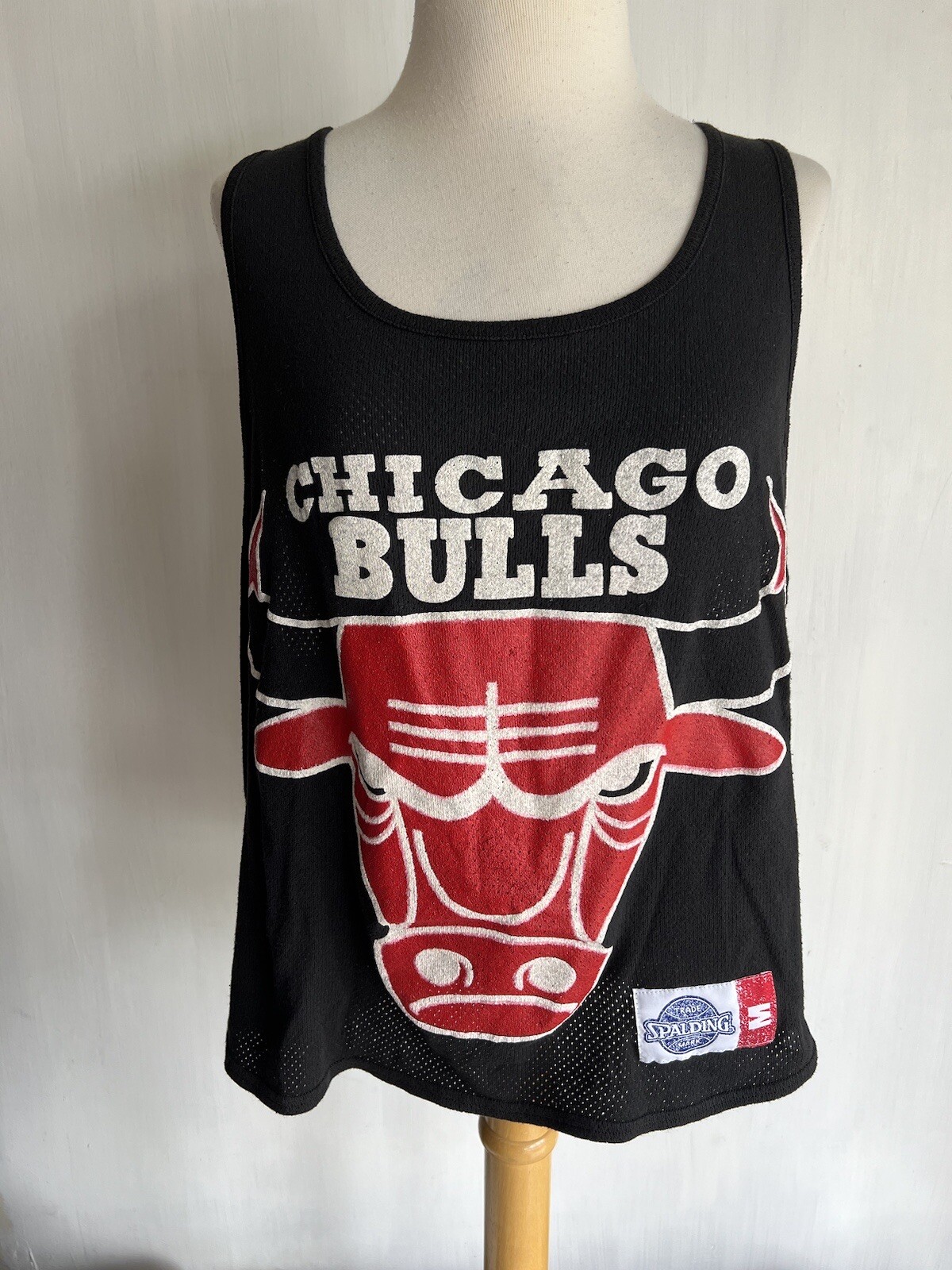 CHICAGO BULLS Official Vintage Retro 90s Spalding Mesh JORDAN Tank Top Sz Medium