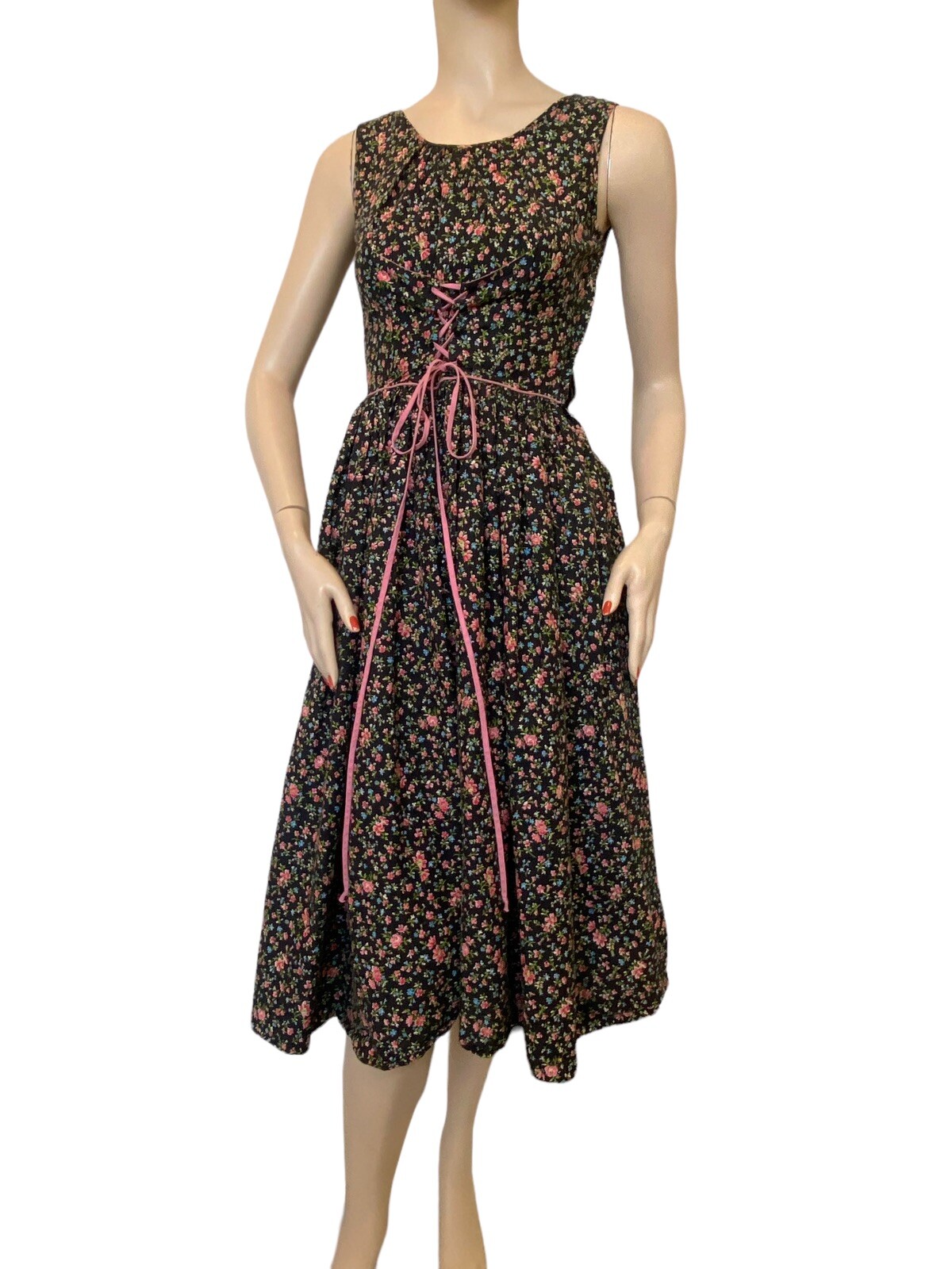 Gay Gibson Cottagecore Dress Corset Milk Maid Coquette Prairie XS-S? 60s 70s