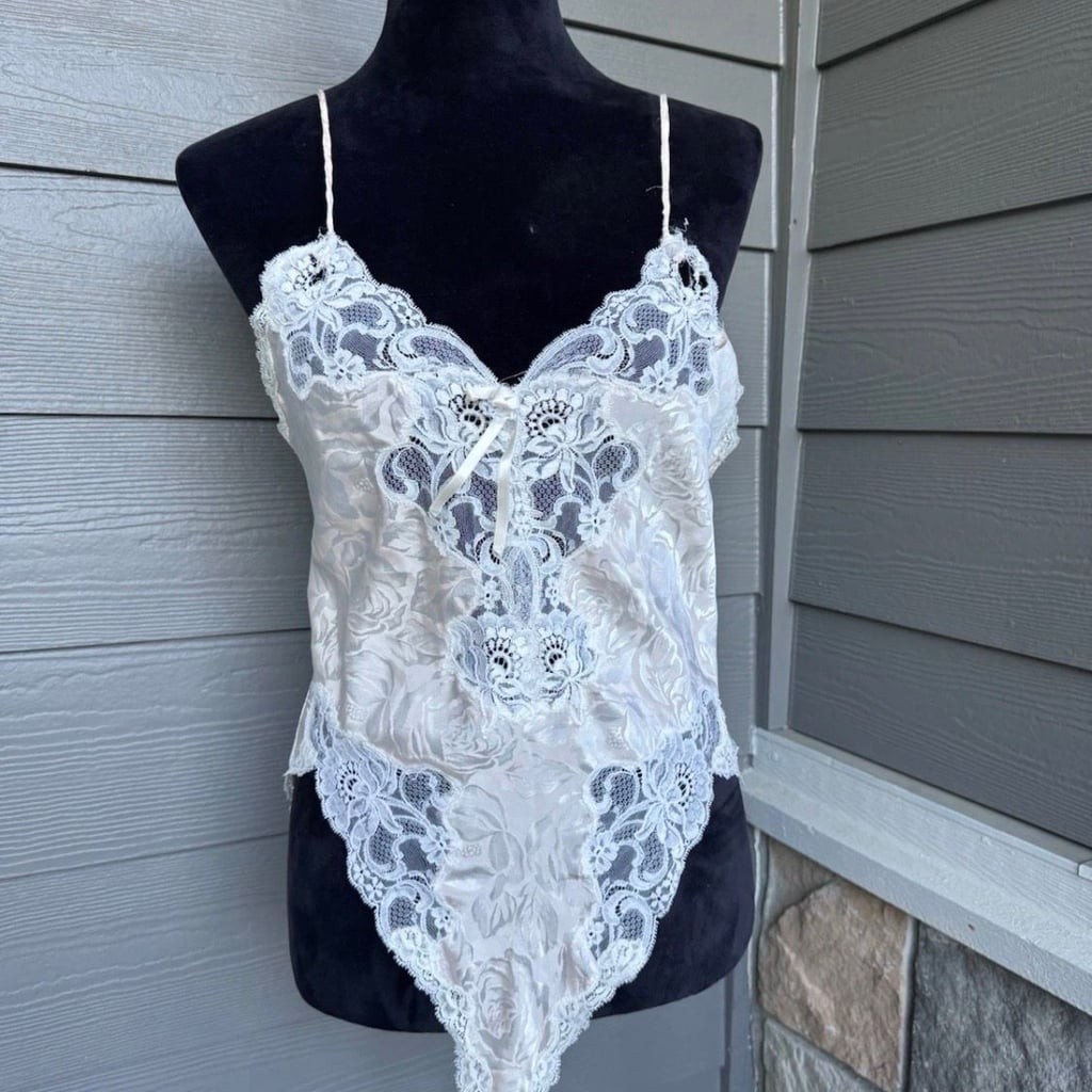 Vintage Christian Dior Floral Satin and Lace Bodysuit Teddy