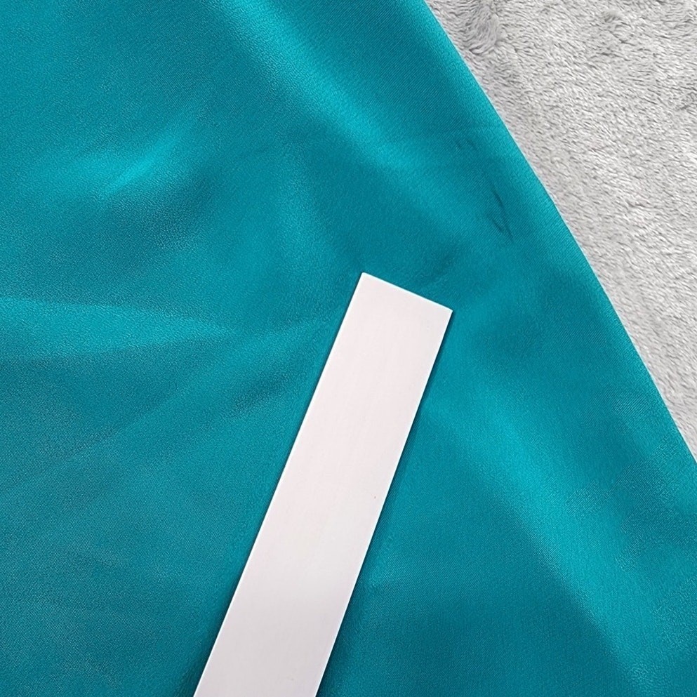 Vintage Frances Henaghan Jumpsuit Womens 8 Teal Blue Silky Tie Belt Long Sleeve