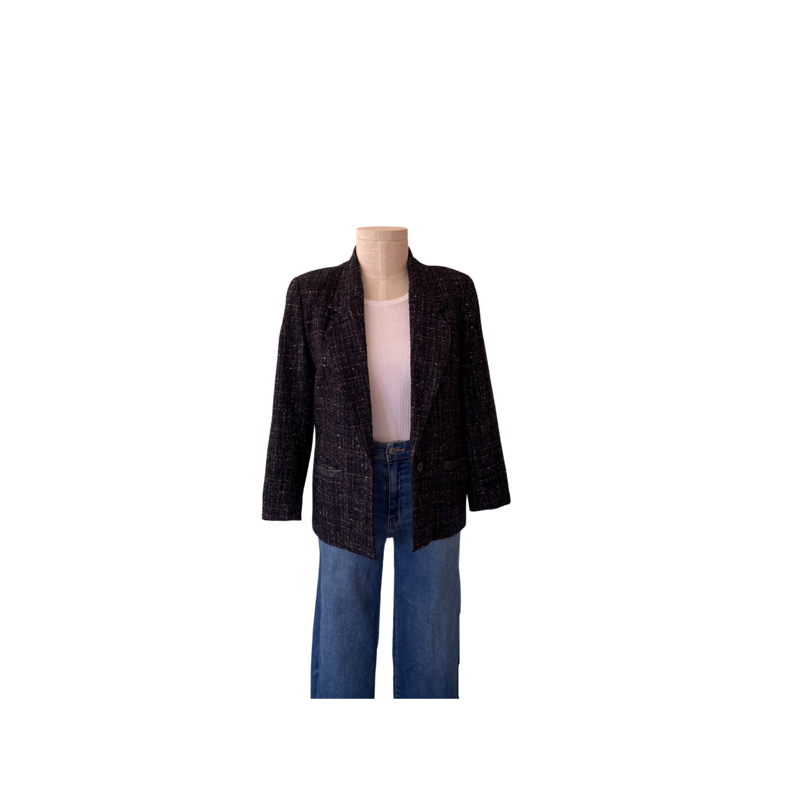 Vintage 1980s Margaret Godfrey Bagatelle Black wool Blazer Bust 38 inches