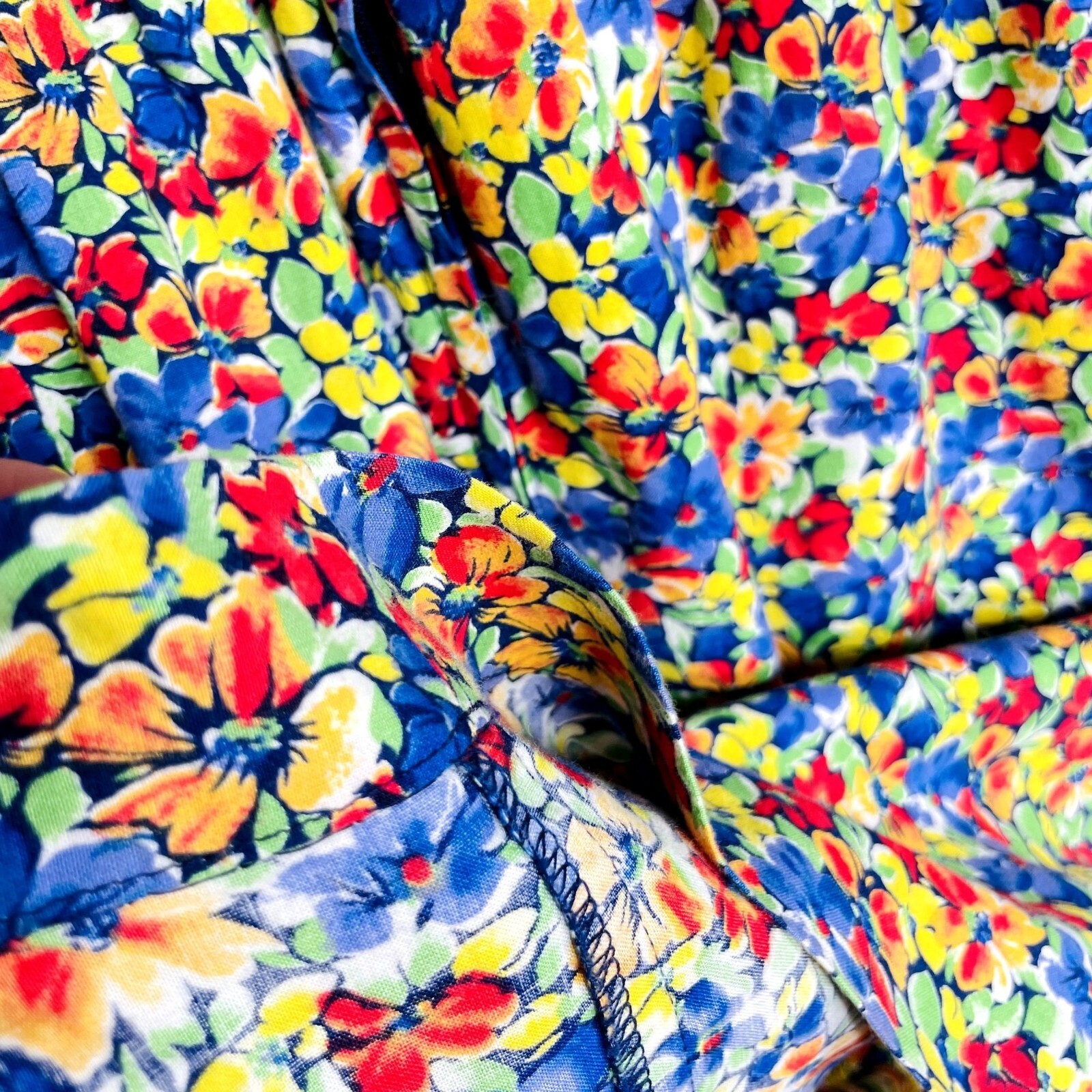 Vintage 80s Womens High Ruffle Neck Collar Flutter Sleeve Floral Dress 2 / XS