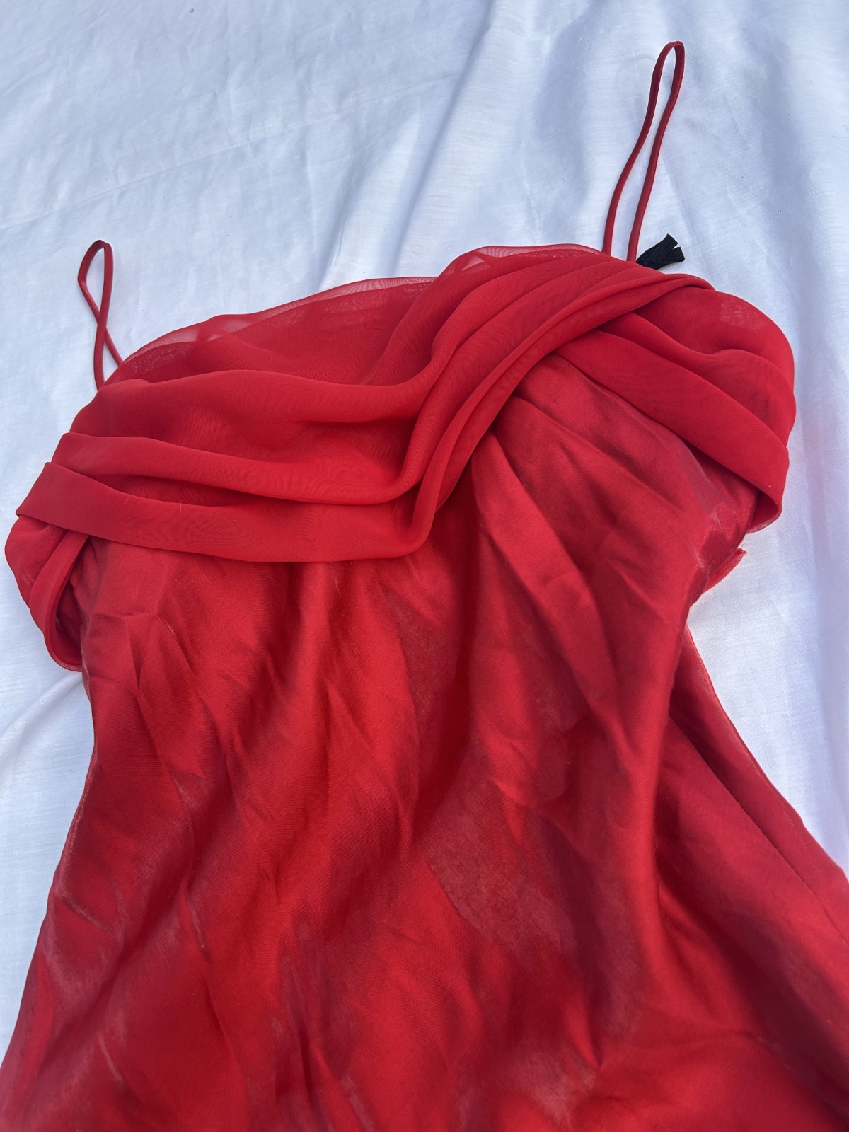 vintage red chiffon dress