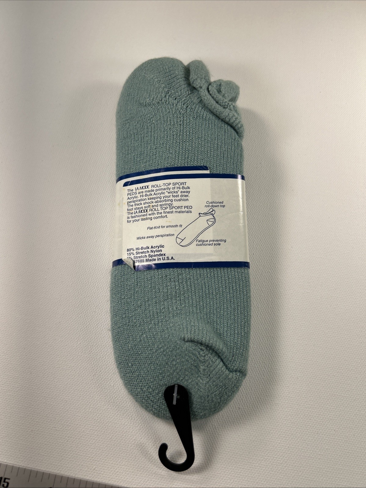 VTG Socks « LA Mode » Acrylic Blend Mint Sports Low Cut Ankle Size 8-11 80s 90s.
