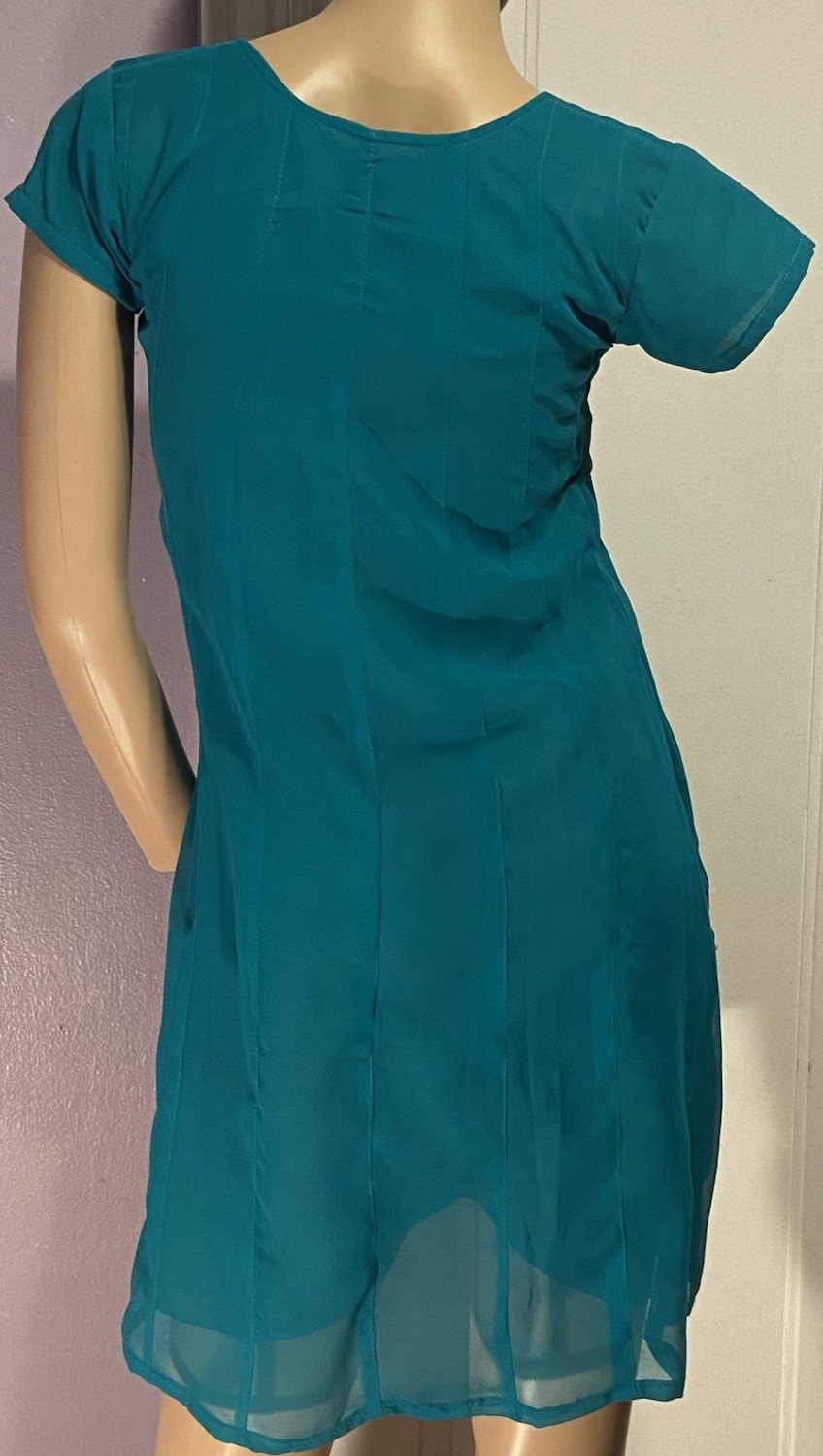 Vtg India Chiffon Embroidered Designer Cocktail Party Dress 6-8 (34) XSP