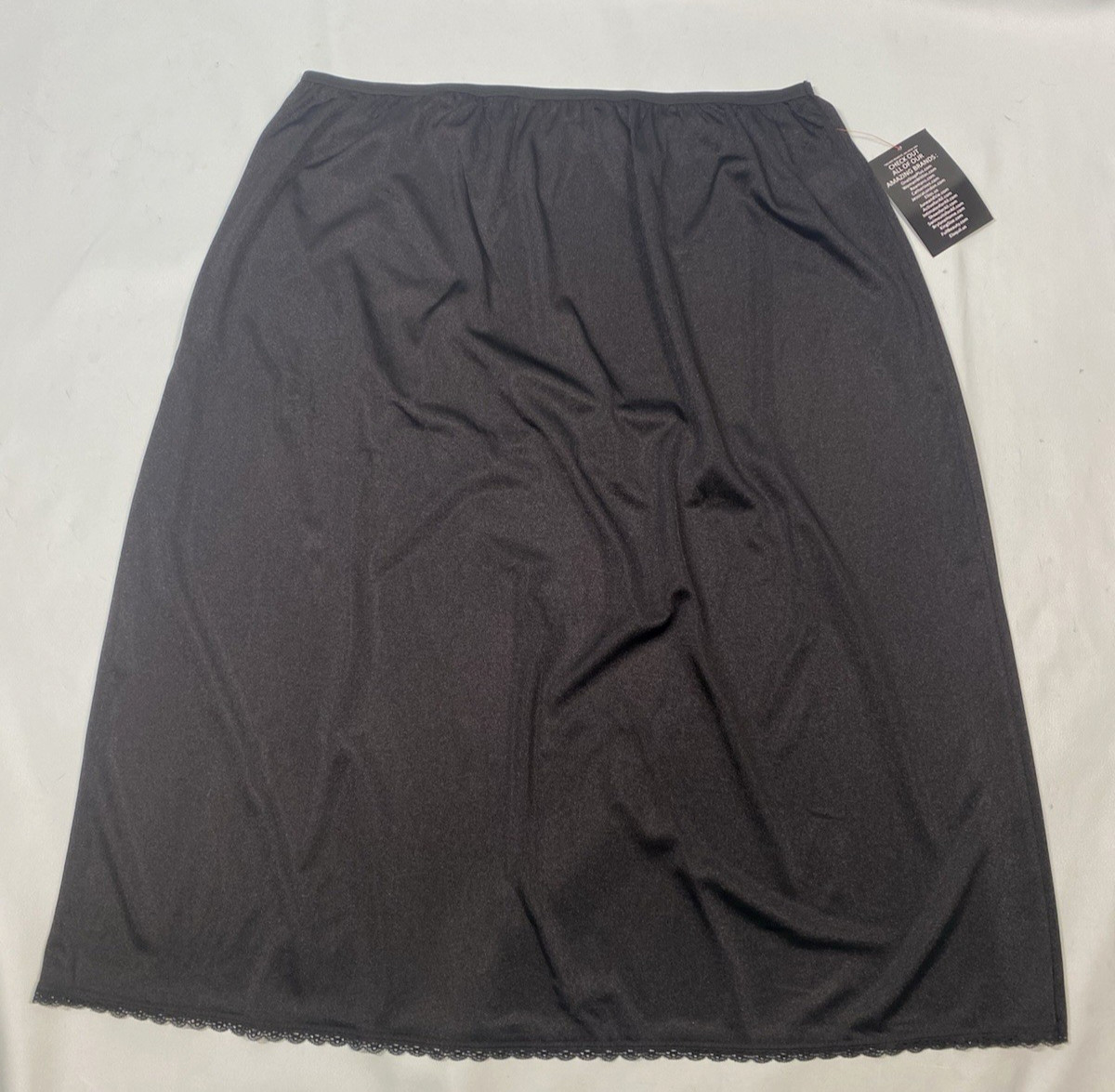NEW Half Slip SIZE 1X 22 / 24 black nylon modest long length 32&Prime; COMFORT CHOICE