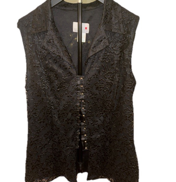 Y2K vtg Black lace corset tank top top Scarlett size 10 fairygoth festival