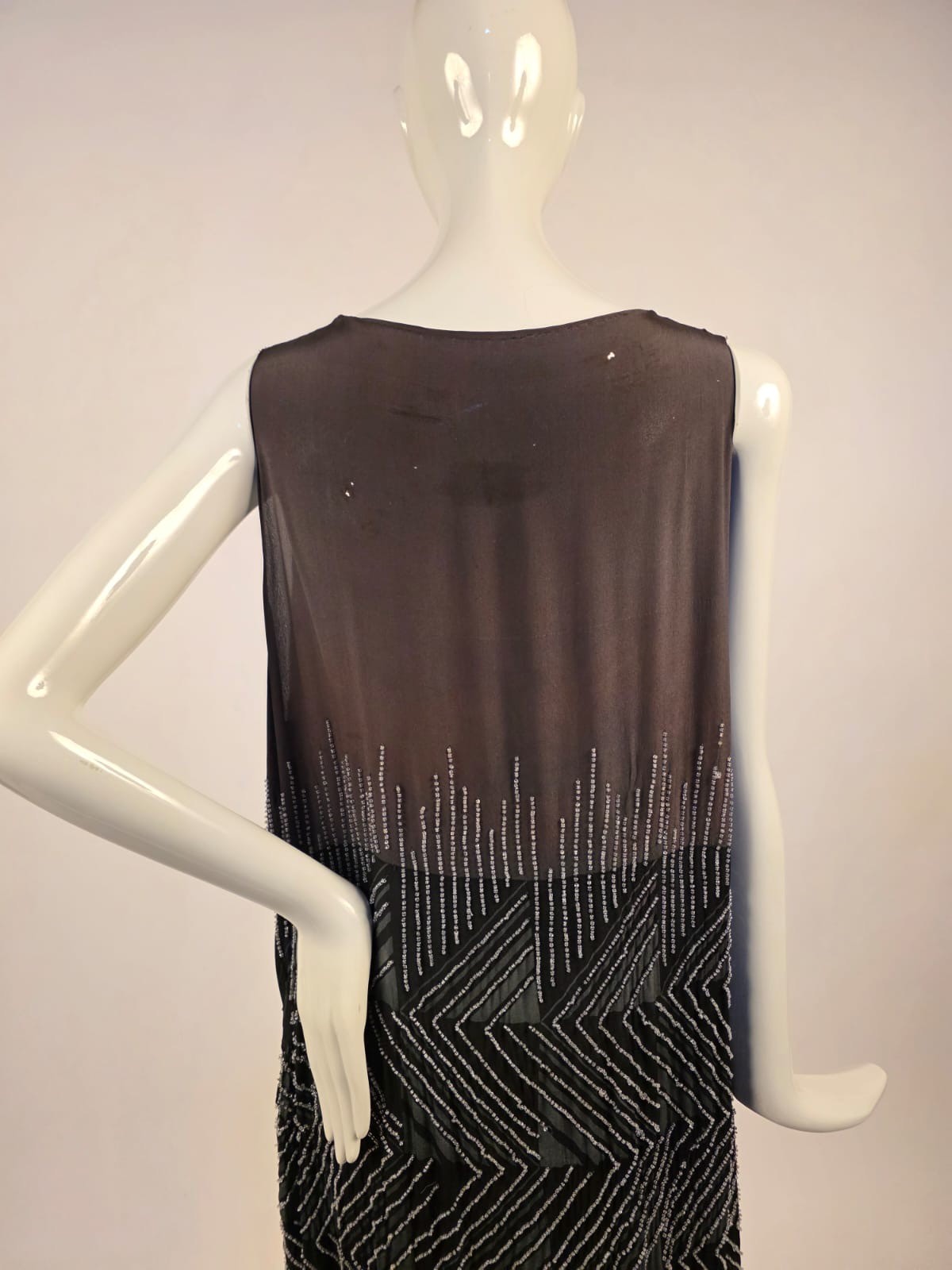 FLAPPER 1920’S BLACK + GREY 2 TONE HEAVILY BEADED DRESS