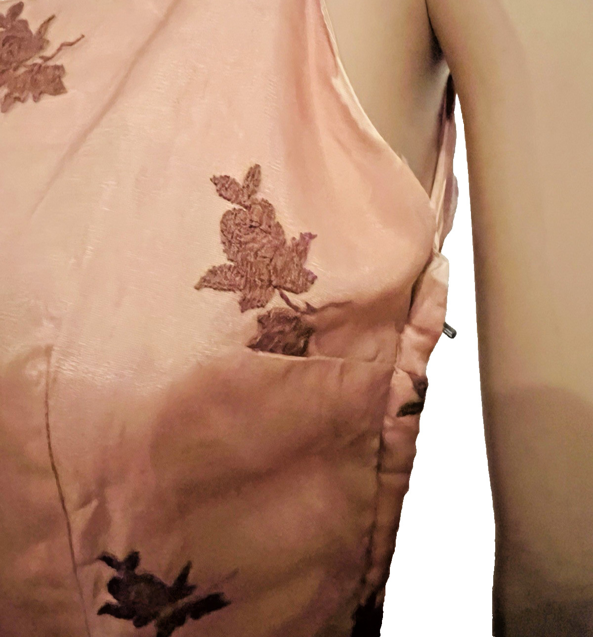 VTG 50s Nina 2pc Copper/Brown Cocktail Dress & Jacket Embroidered Floral Lace M*