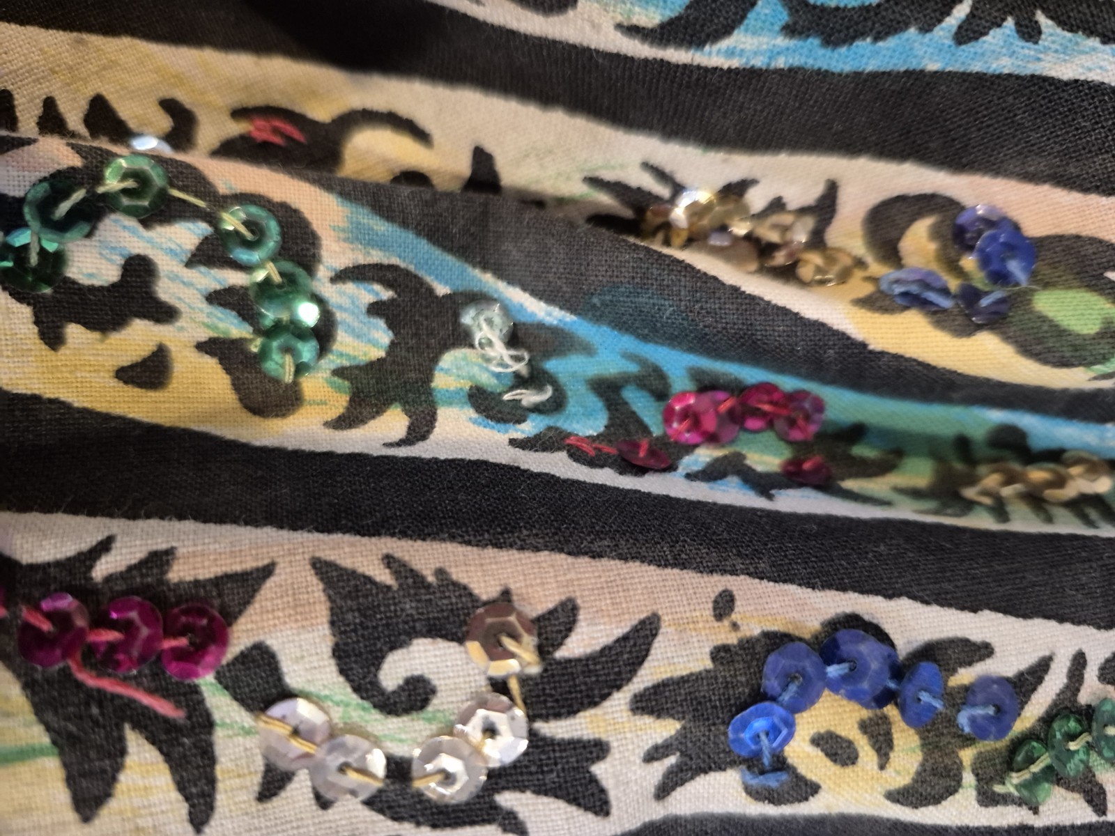 Vintage Maya De Mexico Original Circle Skirt Sequins