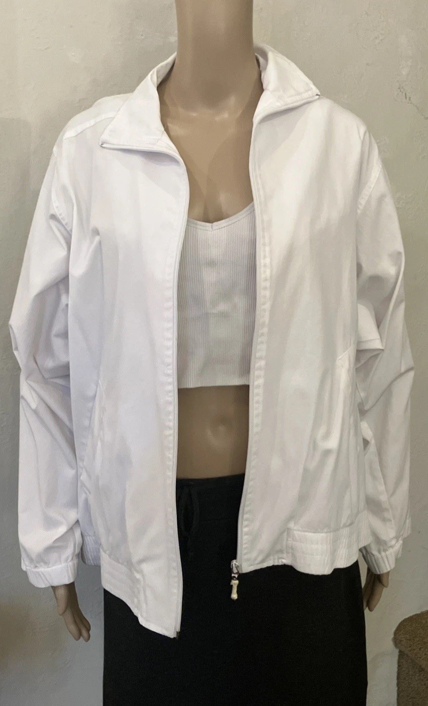 Vintage Koret Francisca White Jacket Women&rsquo;s Size Medium With Pockets Full Zip