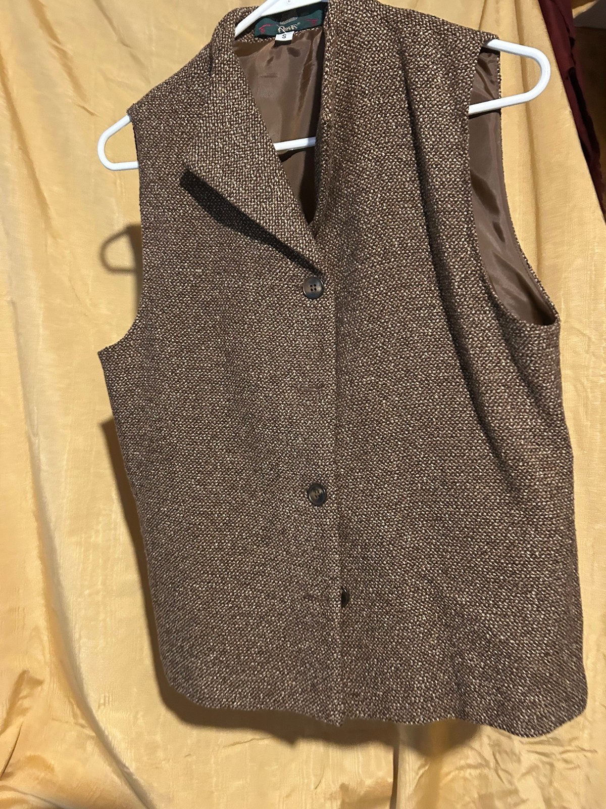 Vintage Orvis woman&rsquo;s Tweed Suit brown sz S shoulder 13in skirt lengt