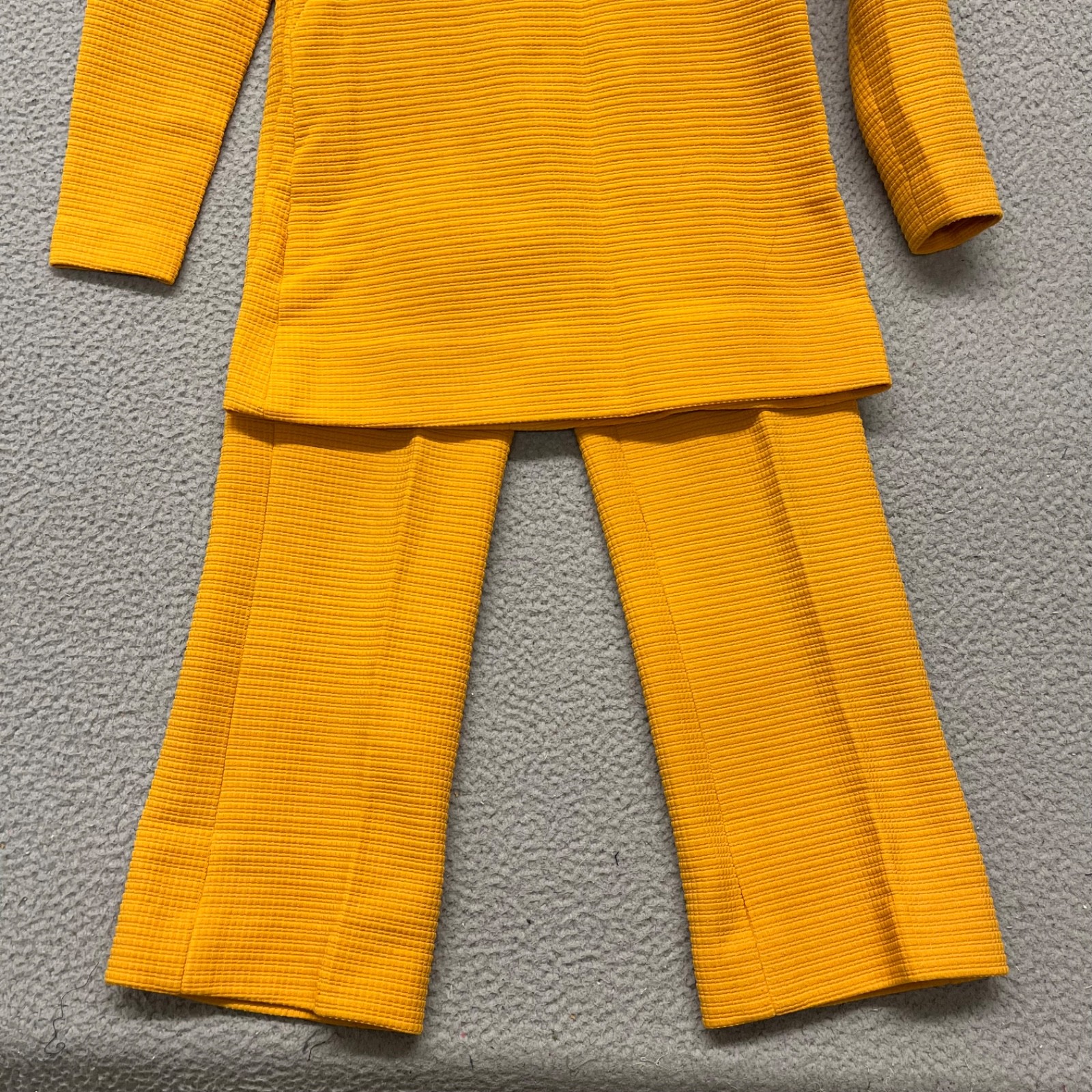 60&rsquo;s Leisure Pant Set Womens S Marigold Yellow Textured Dacron Polyester 70&rsquo;s