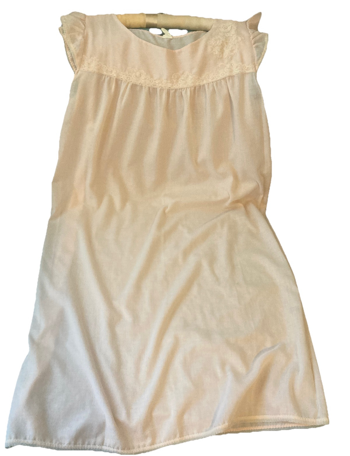 Vintage Texsheen Nightgown Pale Pink Lace Size 34 Flutter Sleeves Small/medium