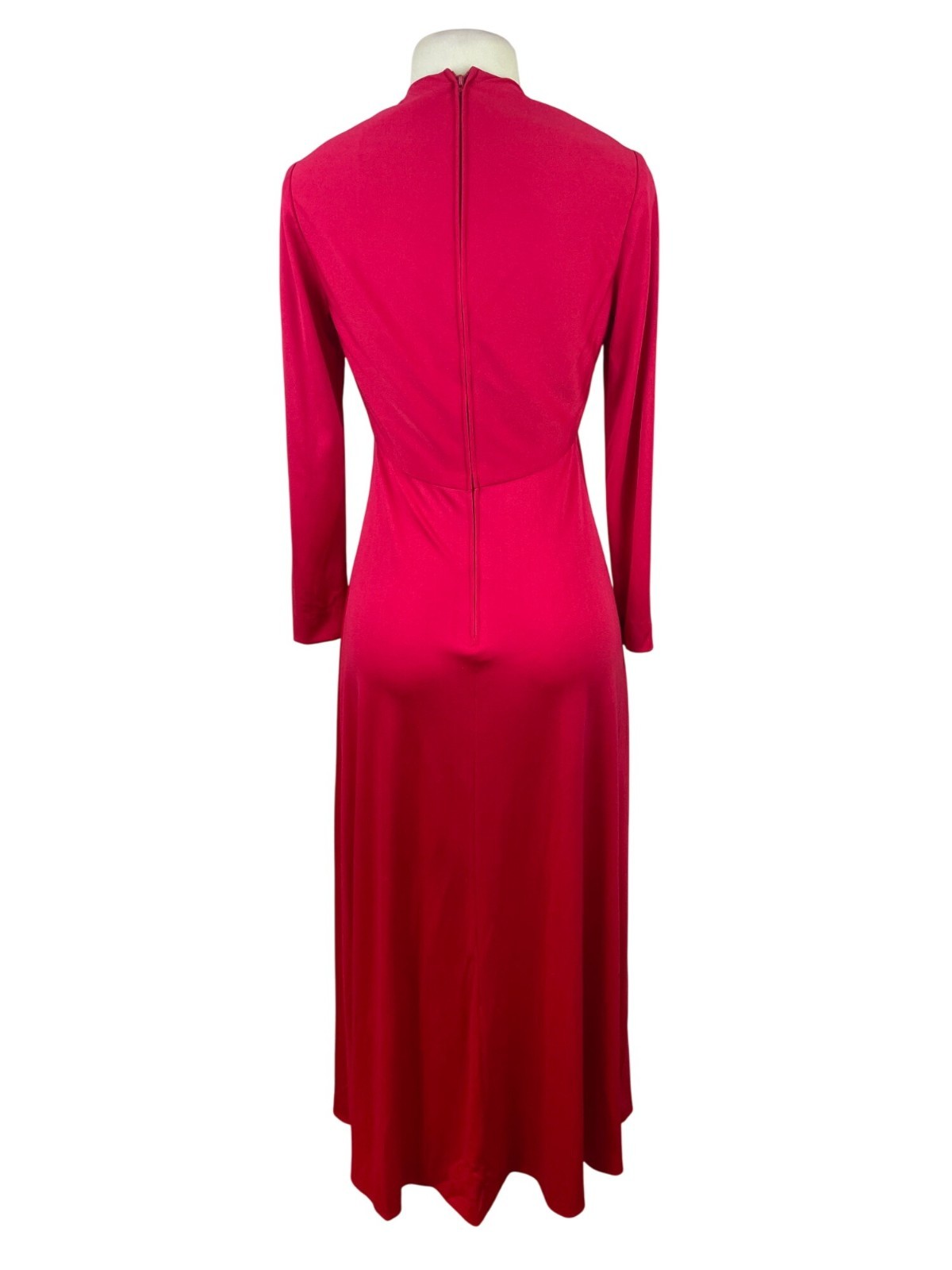 Vintage Leo Narducci Long Sleeve Red Maxi Dress With Knotted Front Detail