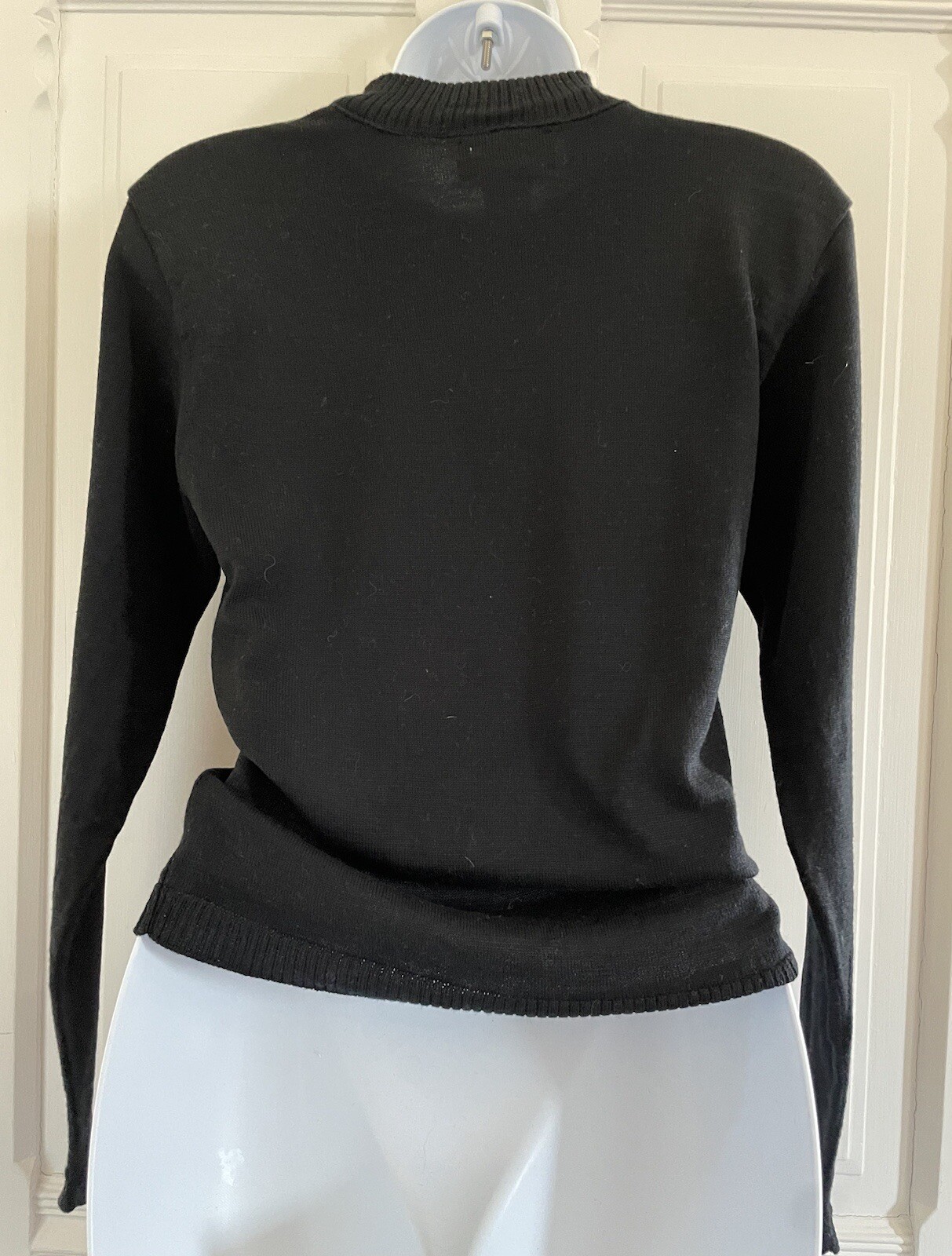 Vtg Pendleton Fine Virgin Wool Pullover Sweater Petite Small USA Black Mock Neck