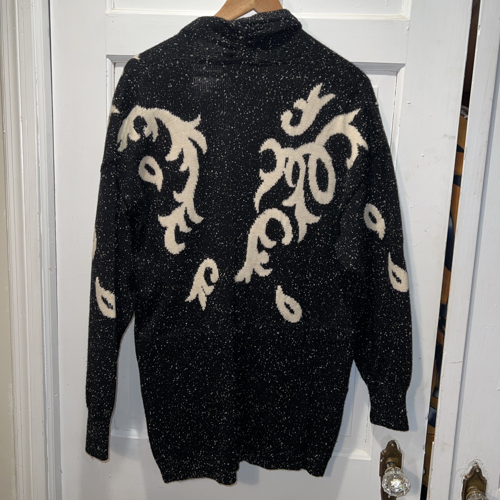 Escada Vintage 80s SWIRL PATTERN Sweater WOOL RAYON NYLON CASHMERE Size MED LG