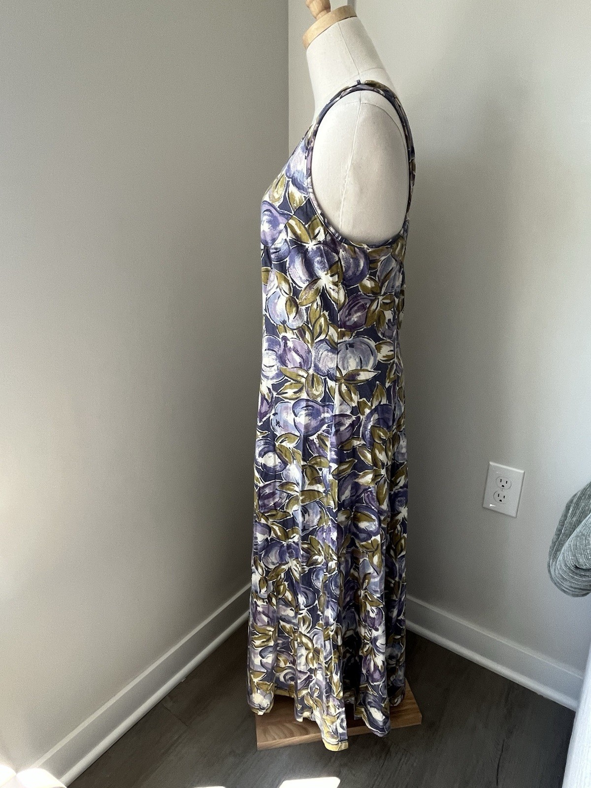 VTG Laura Ashley Italy 100% Cotton Knit Floral Maxi Dress 12 L 90s Cottagecore