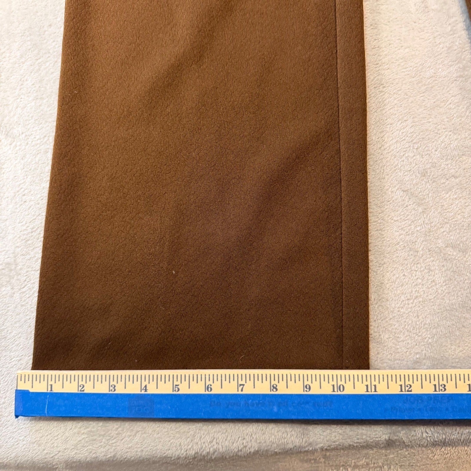 Vintage 70s Brown Polyester Zip Front Wide Leg Jumpsuit Tie Neck kitschy Size 10