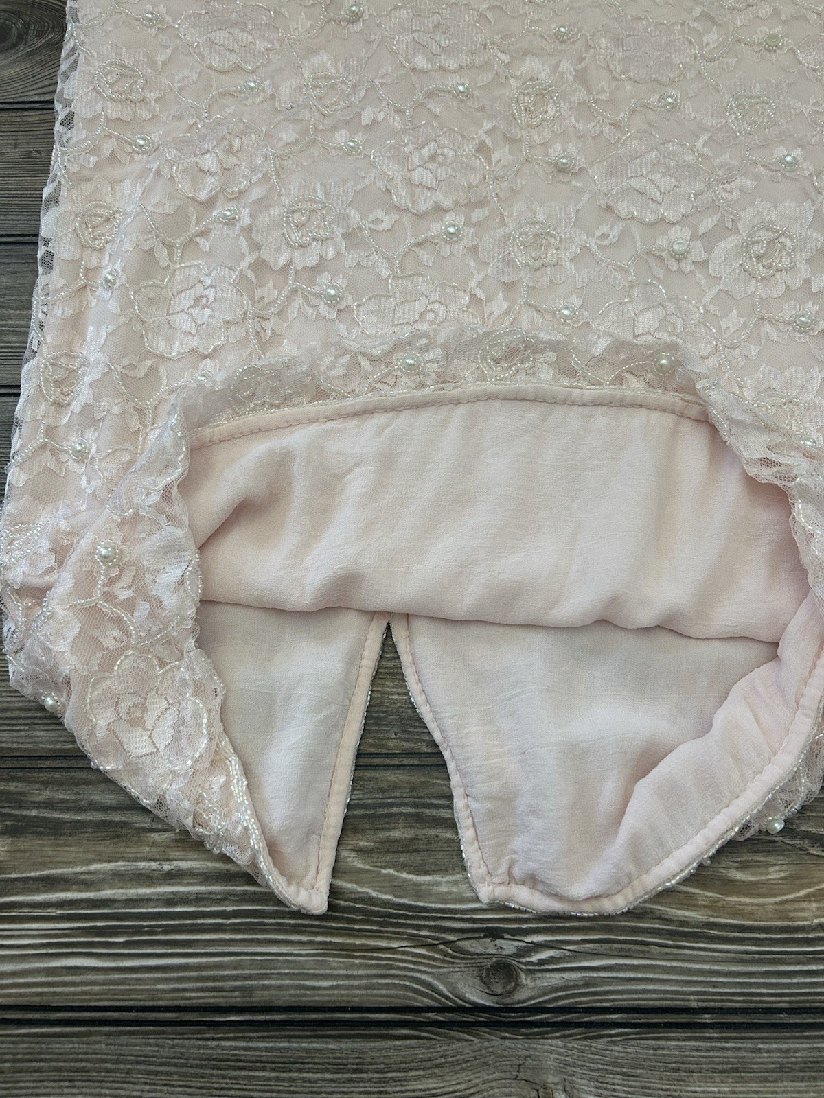Vintage Judith Ann Plus Creations Beaded Sequin Lace Blush Pink 2 Piece 16-18