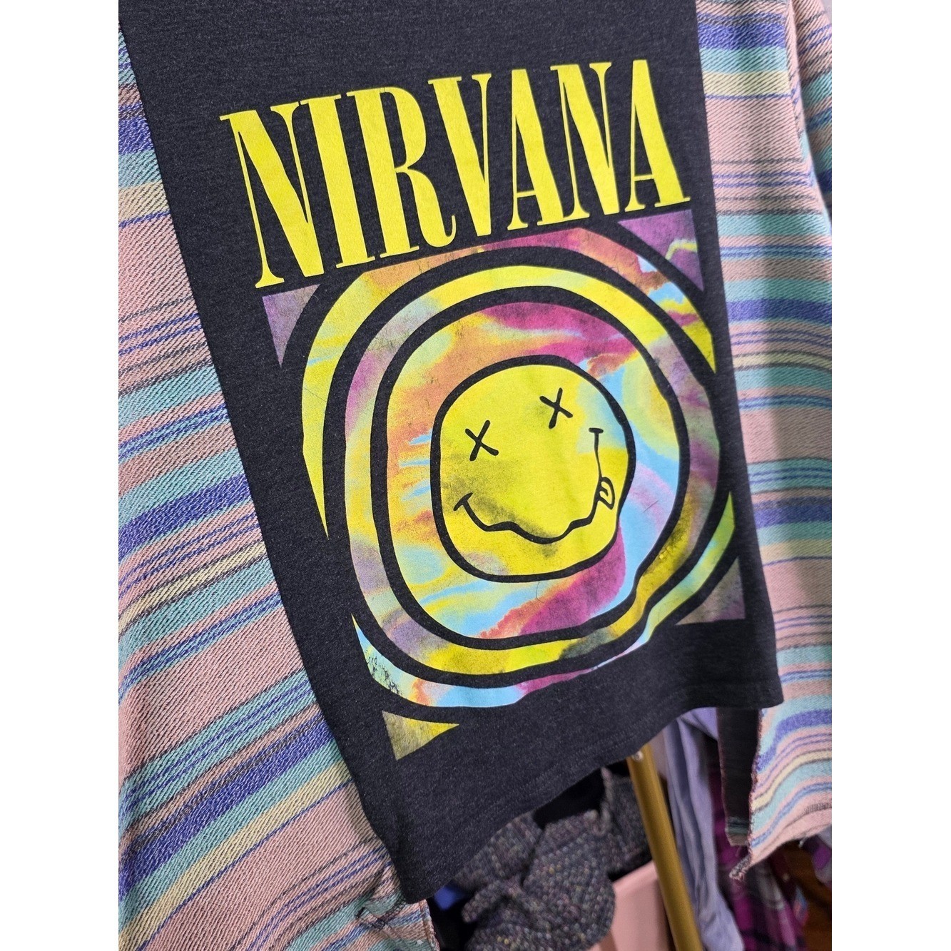 Nirvana Graphic Band Tee Upcycled Boho Grunge One of a Kind Top OS