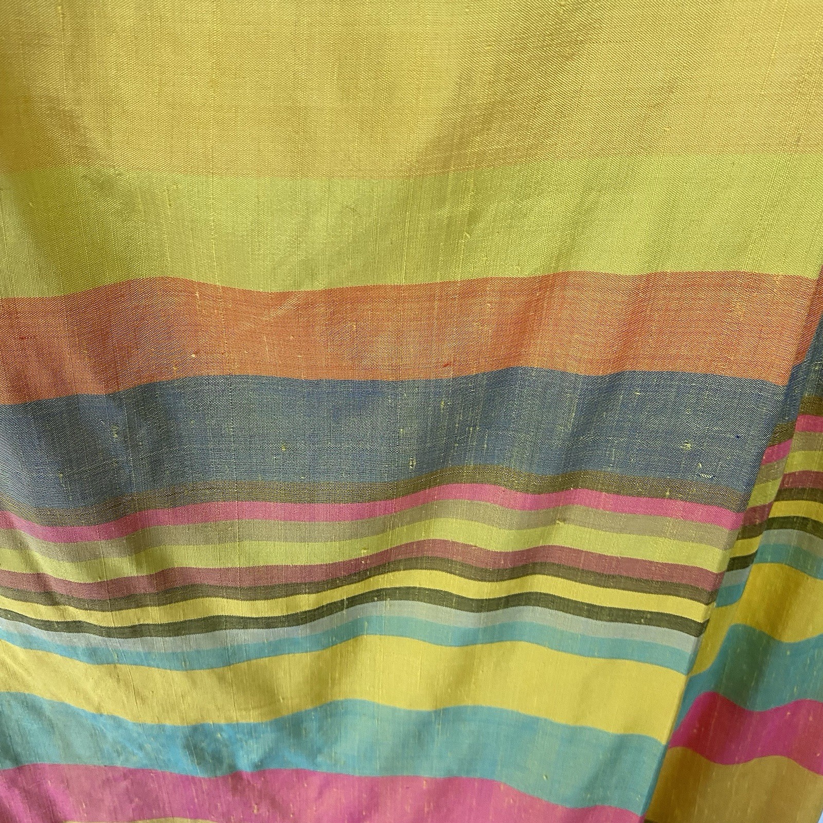 60s 70s Taffeta Multicolor Silk? Striped Maxi Skirt M 28-29” Waist Handmade