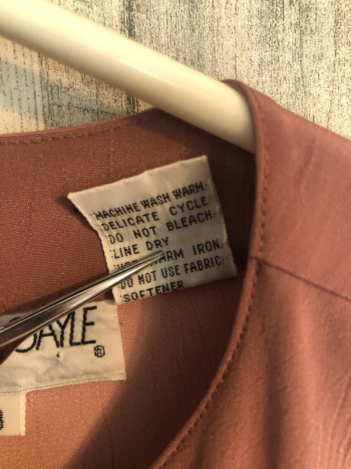 vtg ANDREA GAYLE Rose Pink Silky Blouse Sz 8 Long Blouson Sleeves Pullover 80s