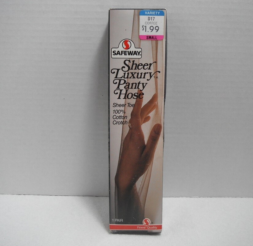 Vintage 1980s Safeway Pantyhose Sheer Luxury Coffee Color S Sheer Toe