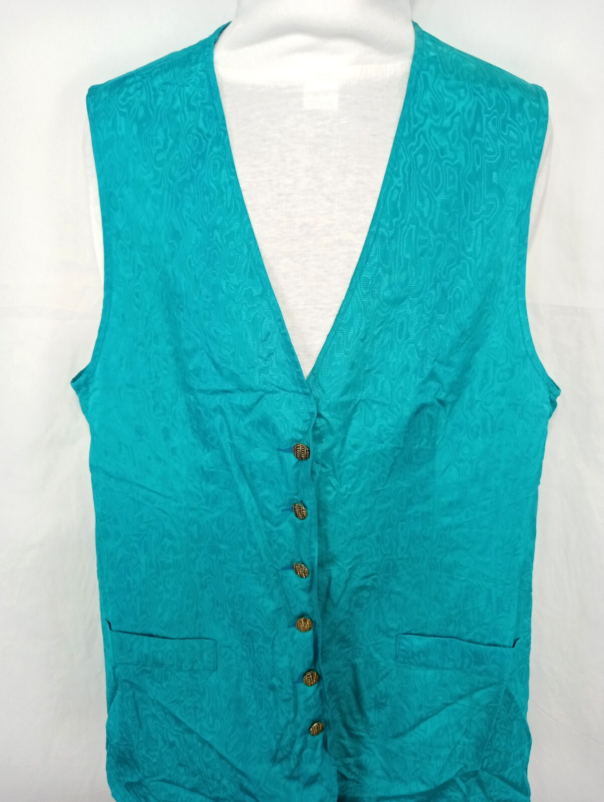 Y2K London Citywear Sandra Lendi aqua satin damask paisley long women&rsquo;s vest