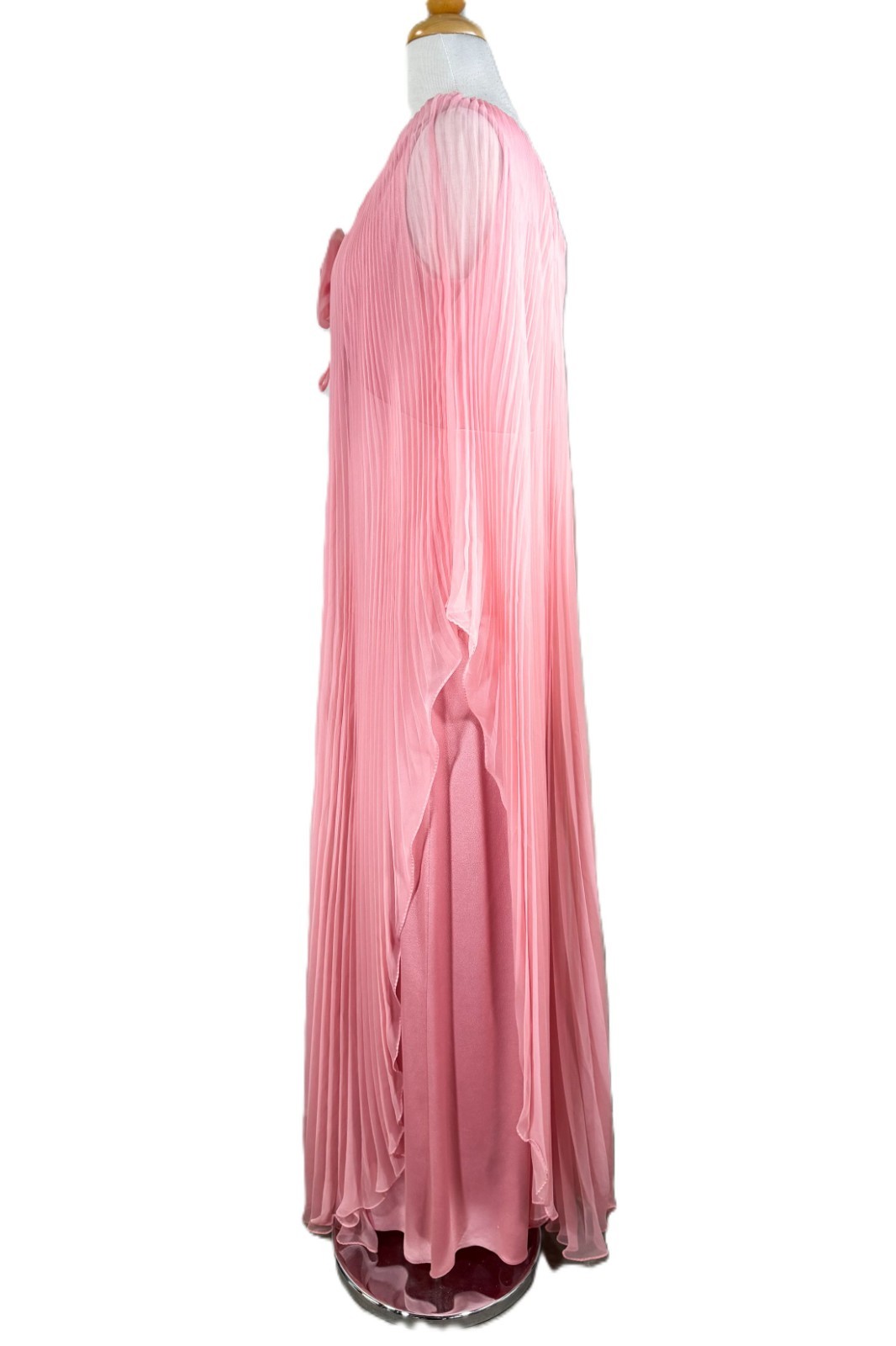 Vintage Miss Elliette Cape Pleated Maxi Dress, Pink Goddess Dress