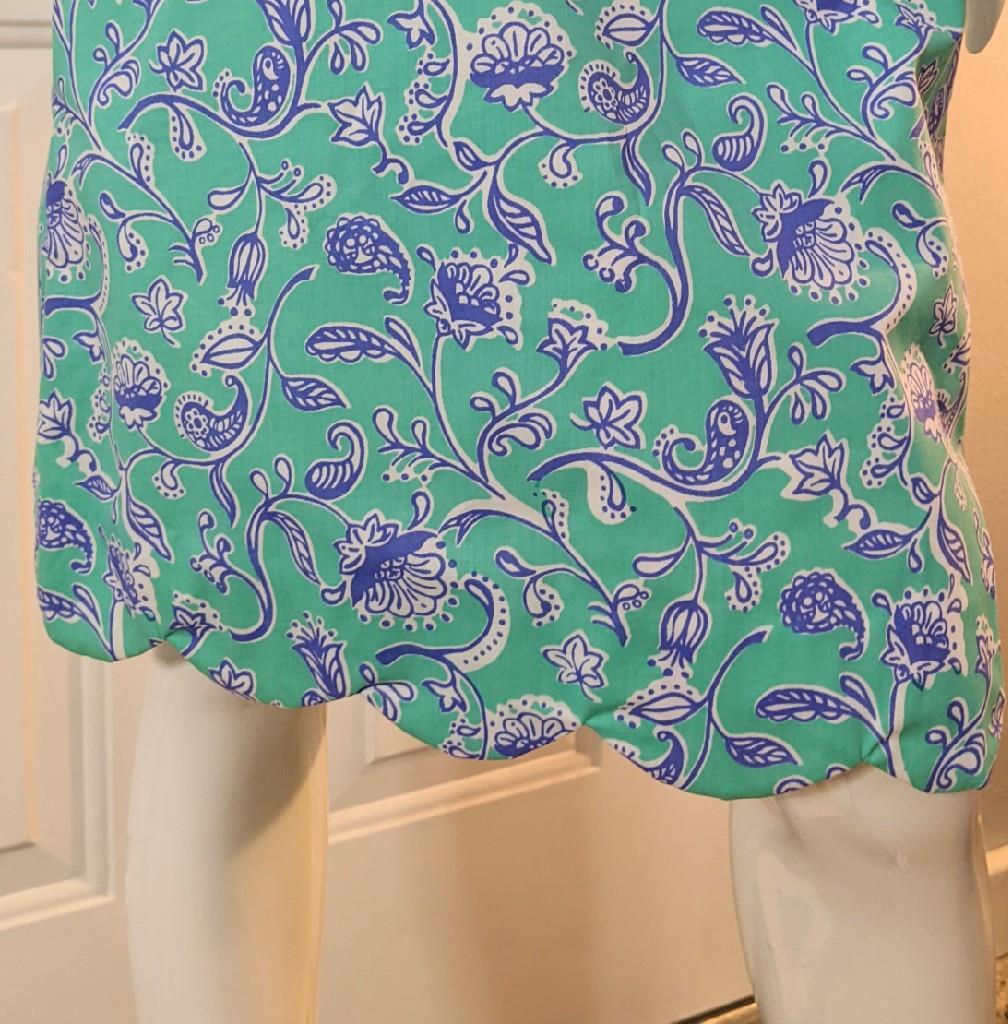 Lilly Pulitzer Scalloped Skirt Vintage Aqua Floral 24&Prime; Waist &rsquo;80s NWT XS