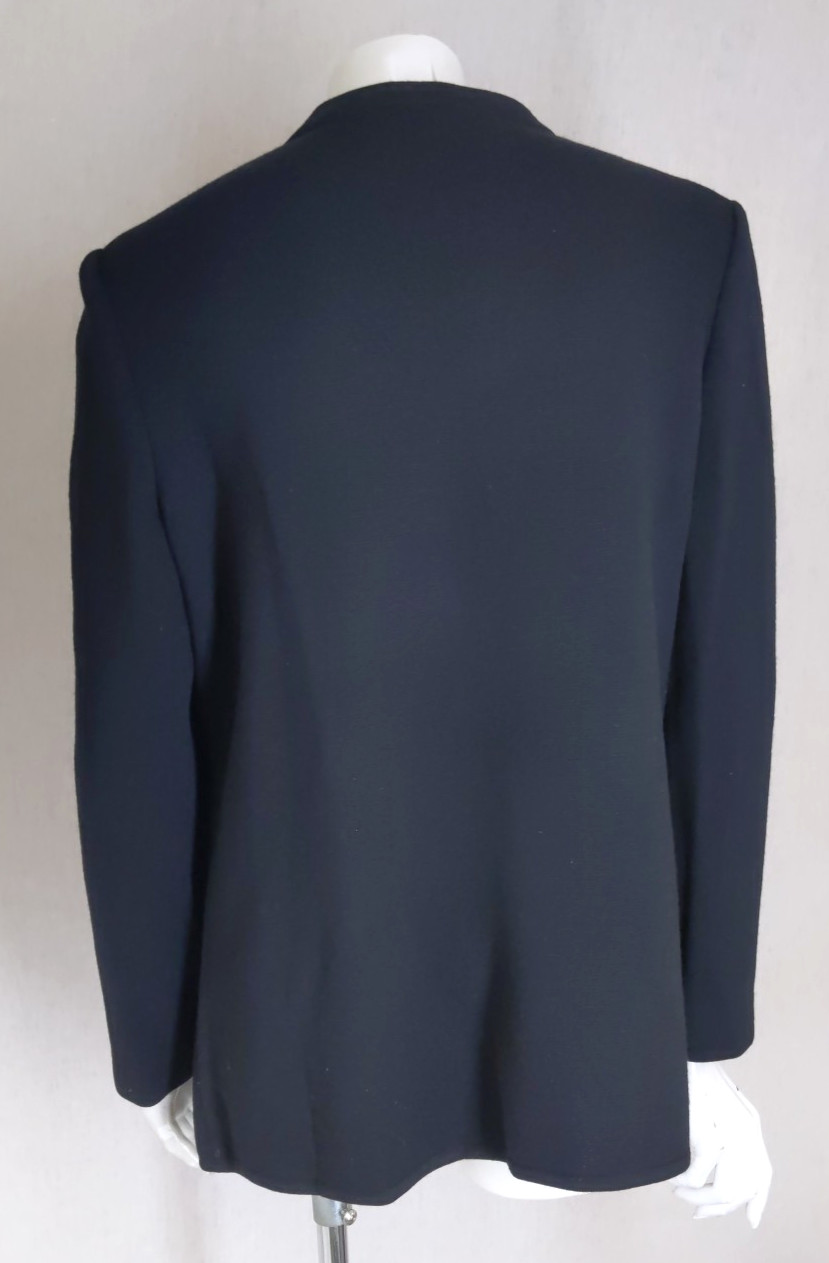 MARCO POLO L Jacket Vtg 60s MOD Double Knit Black Wool Sharp Womens