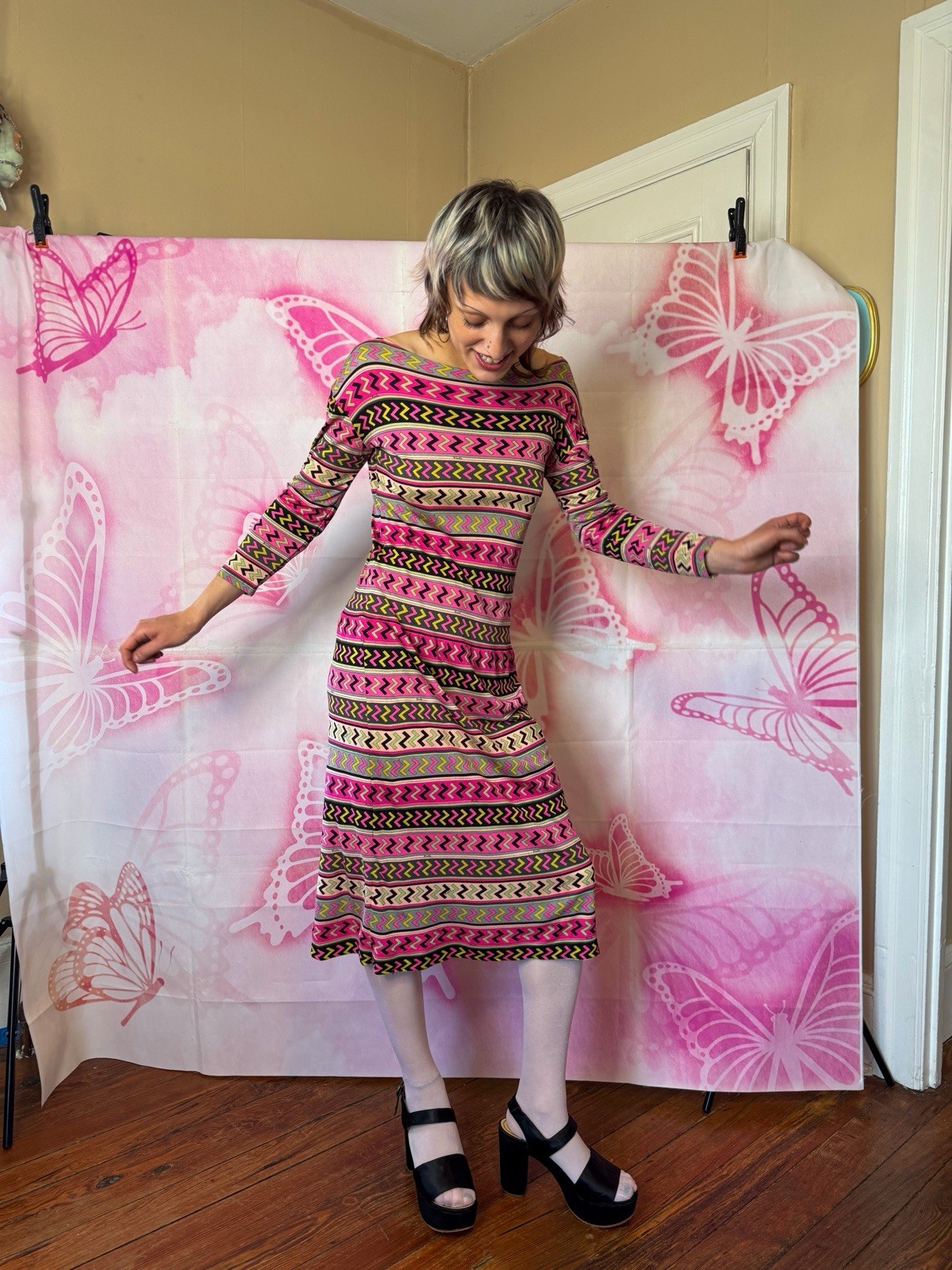1960s Emilio Pucci Z Print Midi Length Dress