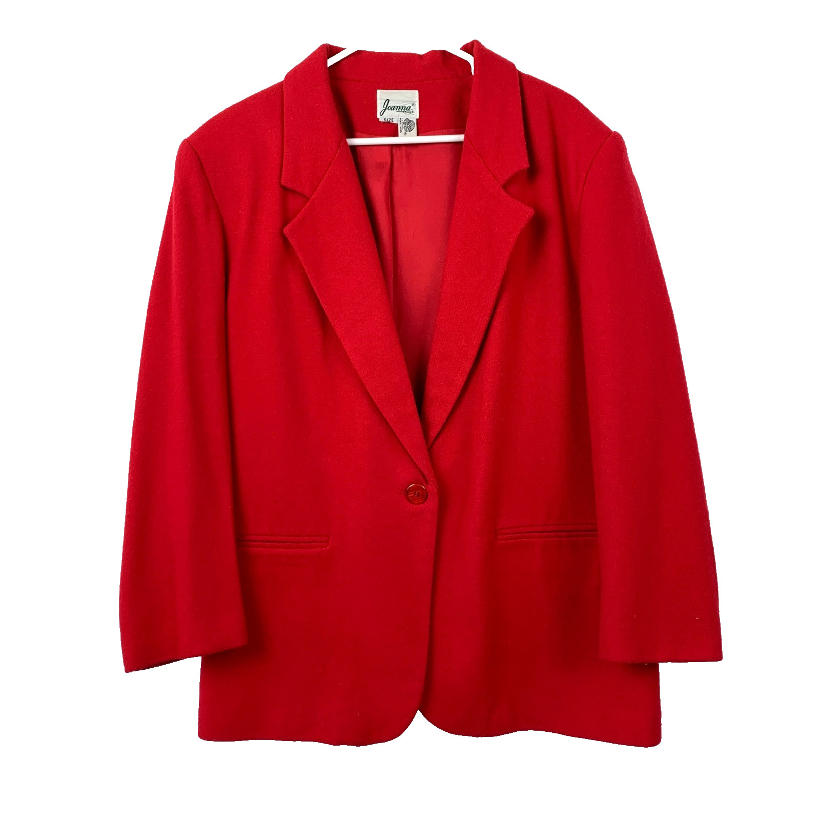 Vintage Joanna Wool Red Suit Jacket Blazer One Button Womens Chest 45&Prime;