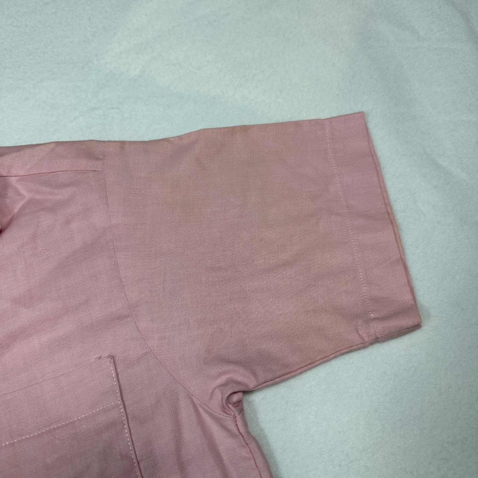 Vintage Sasson Pink Short Sleeve Button Down Shirt Camp Collar Size 10 80024