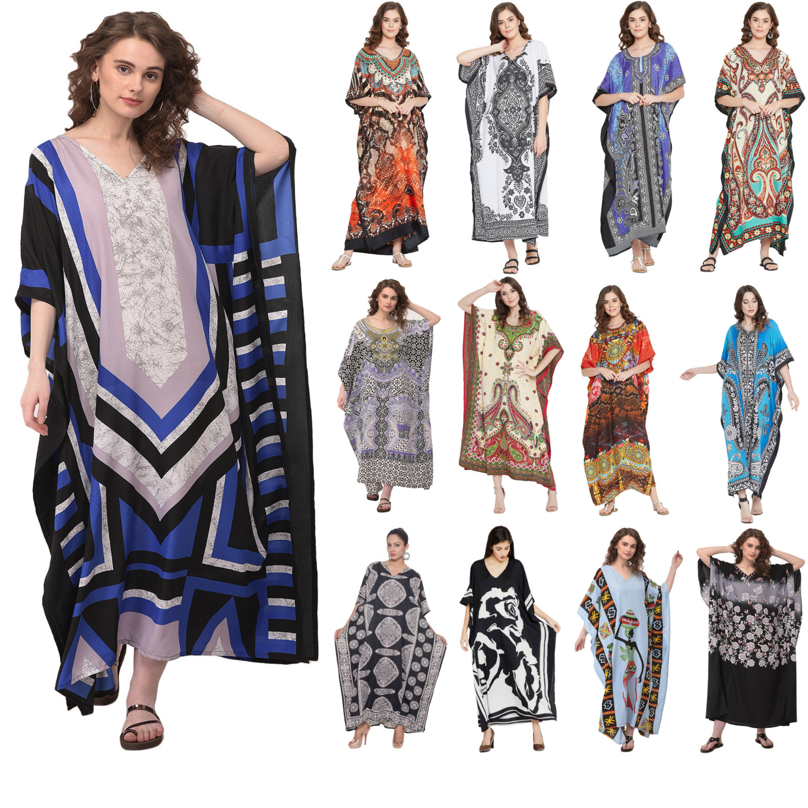 Women&rsquo;s Summer Boho Casual Long Sundress Maxi Evening Party Kaftan Beach Dress