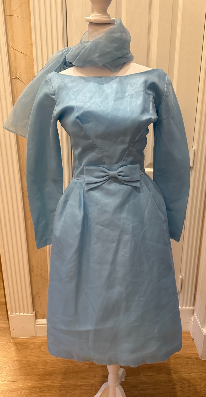 Vtg 50s 60s Dress Lorrie Deb San Francisco Blue Bubble Party knee length Size S