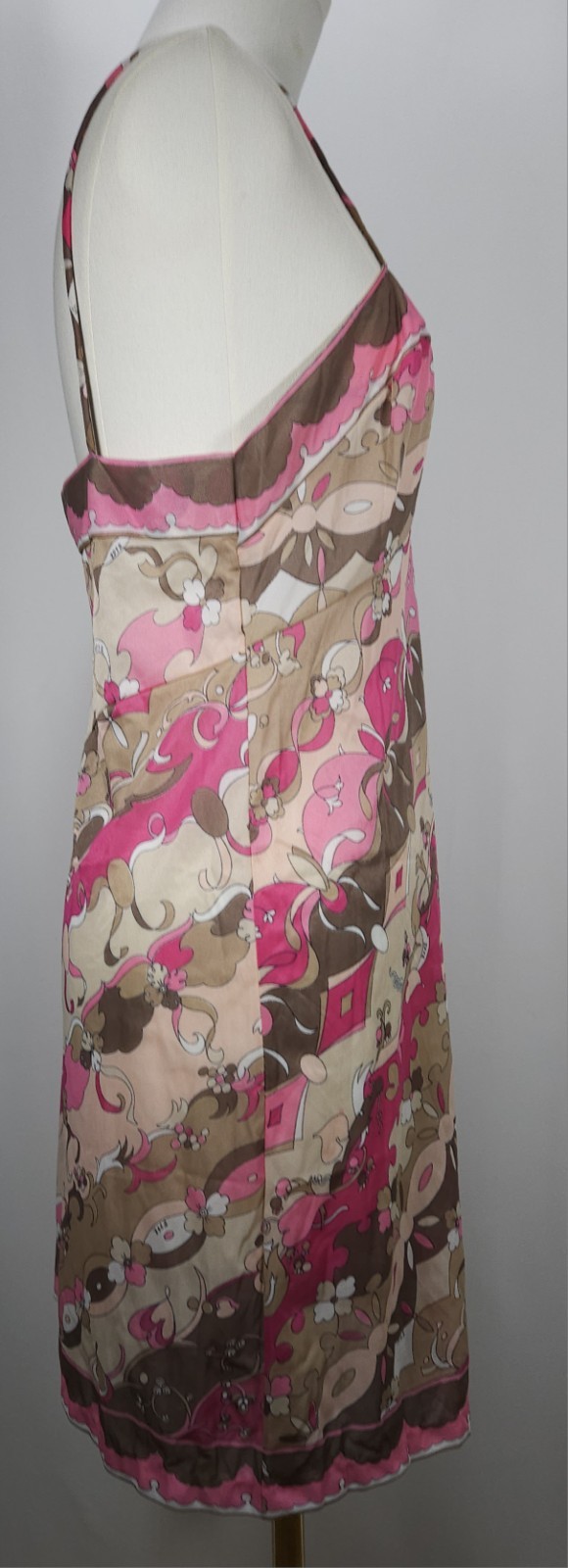 Vintage Emilio Pucci Nylon Mini Dress Form Fit Rogers Pink Tan Women&rsquo;s Size 34
