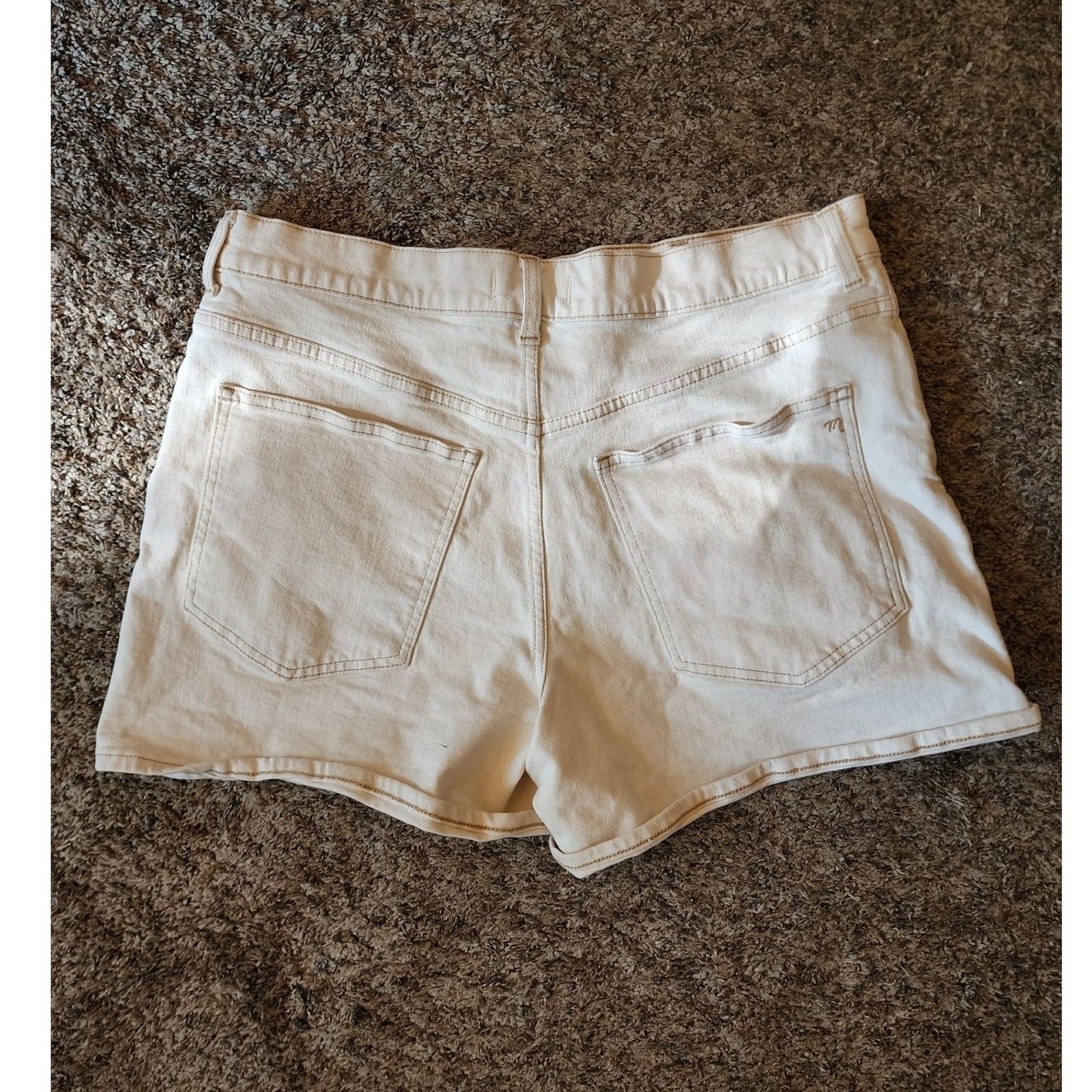 Madewell The Perfect Vintage Mid Length Denim Shorts Ecru Cream High Rise 32