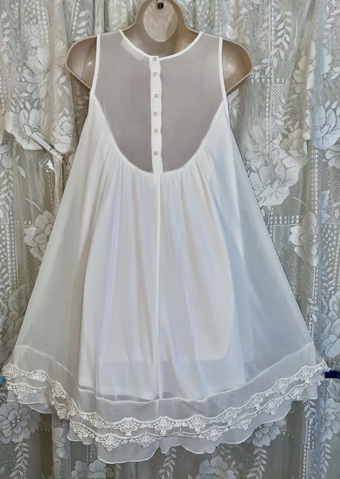 VTG Design NWT L FANCY Bridal BOHO Snow White Nightgown Negligee Nightie